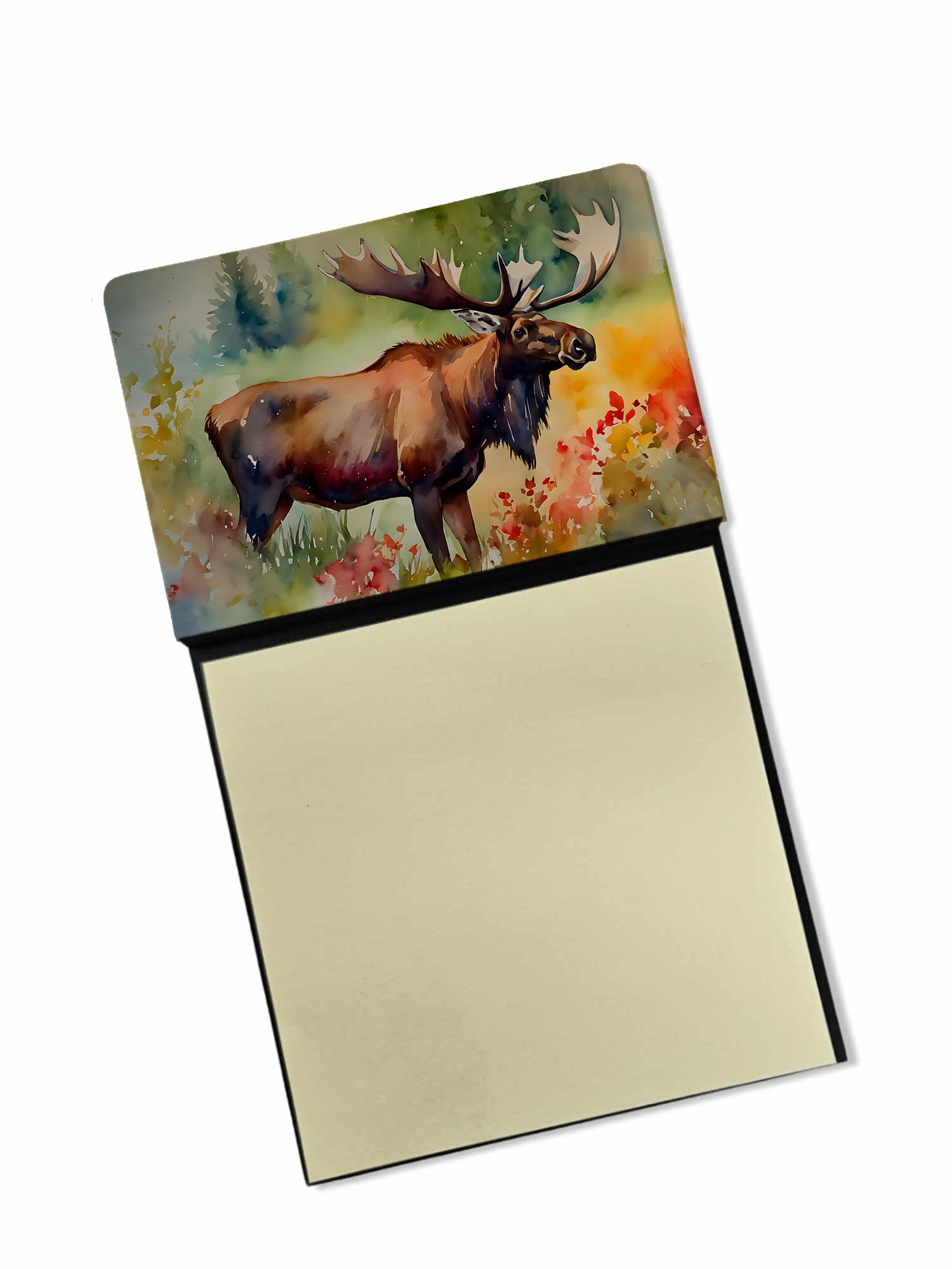 Carolines Treasures Moose Sticky Note Holder Refillable Dispenser Self-Sticky Note Pads, Memo Pads Blank Desk Accessories