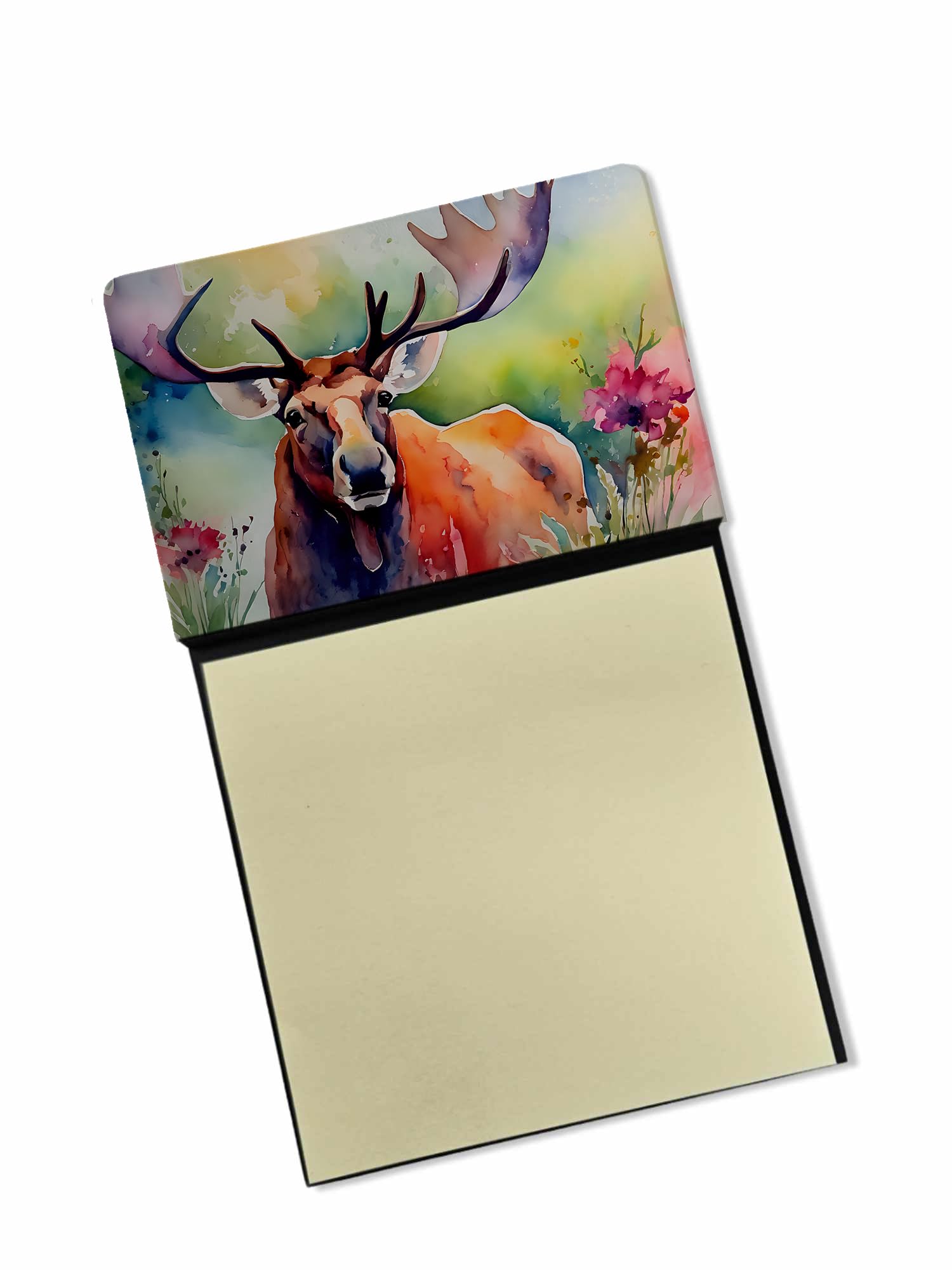 Carolines Treasures Moose Sticky Note Holder Refillable Dispenser Self-Sticky Note Pads, Memo Pads Blank Desk Accessories