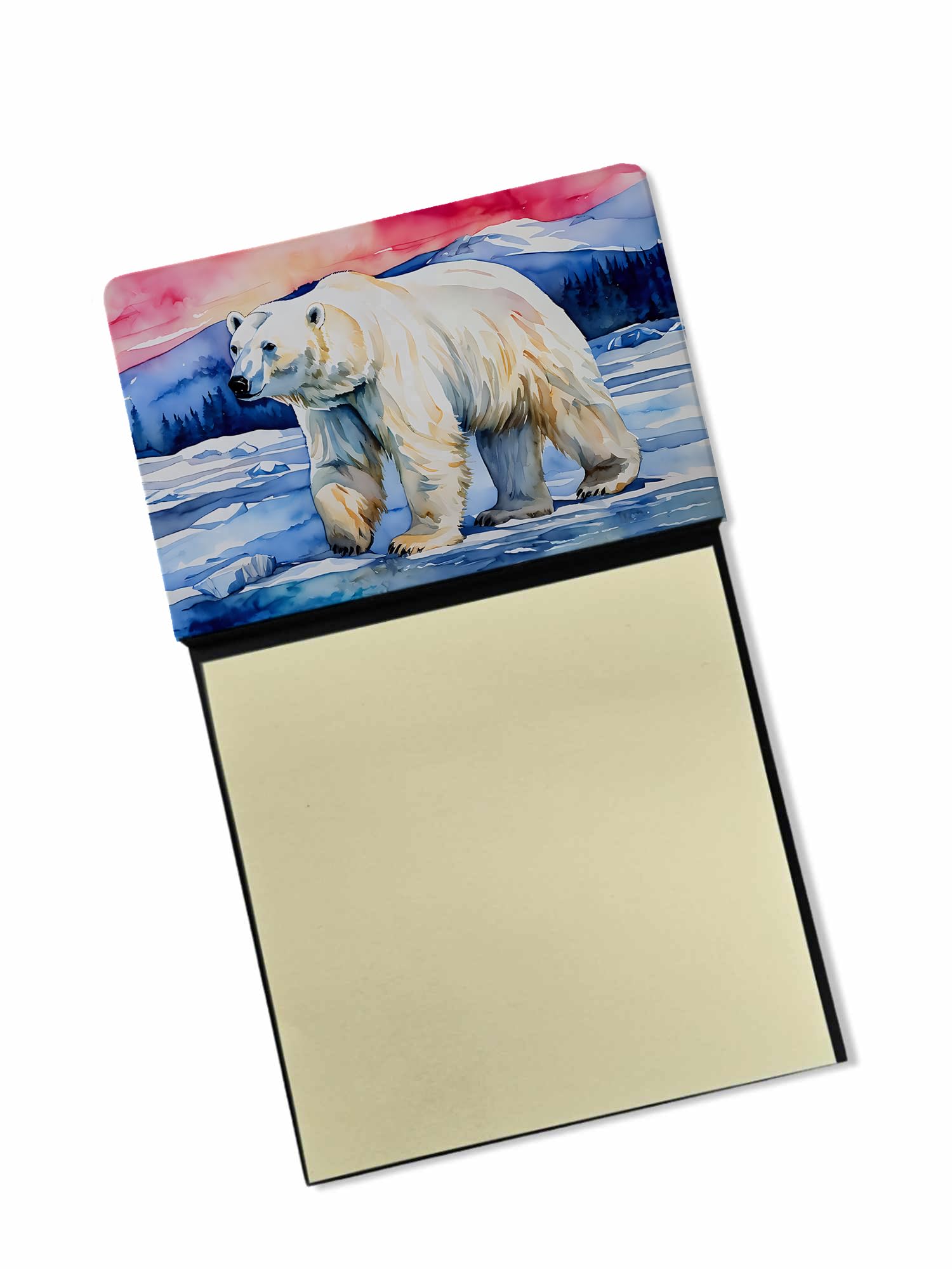 Carolines Treasures Polar Bear Sticky Note Holder Refillable Dispenser Self-Sticky Note Pads, Memo Pads Blank Desk Accessories