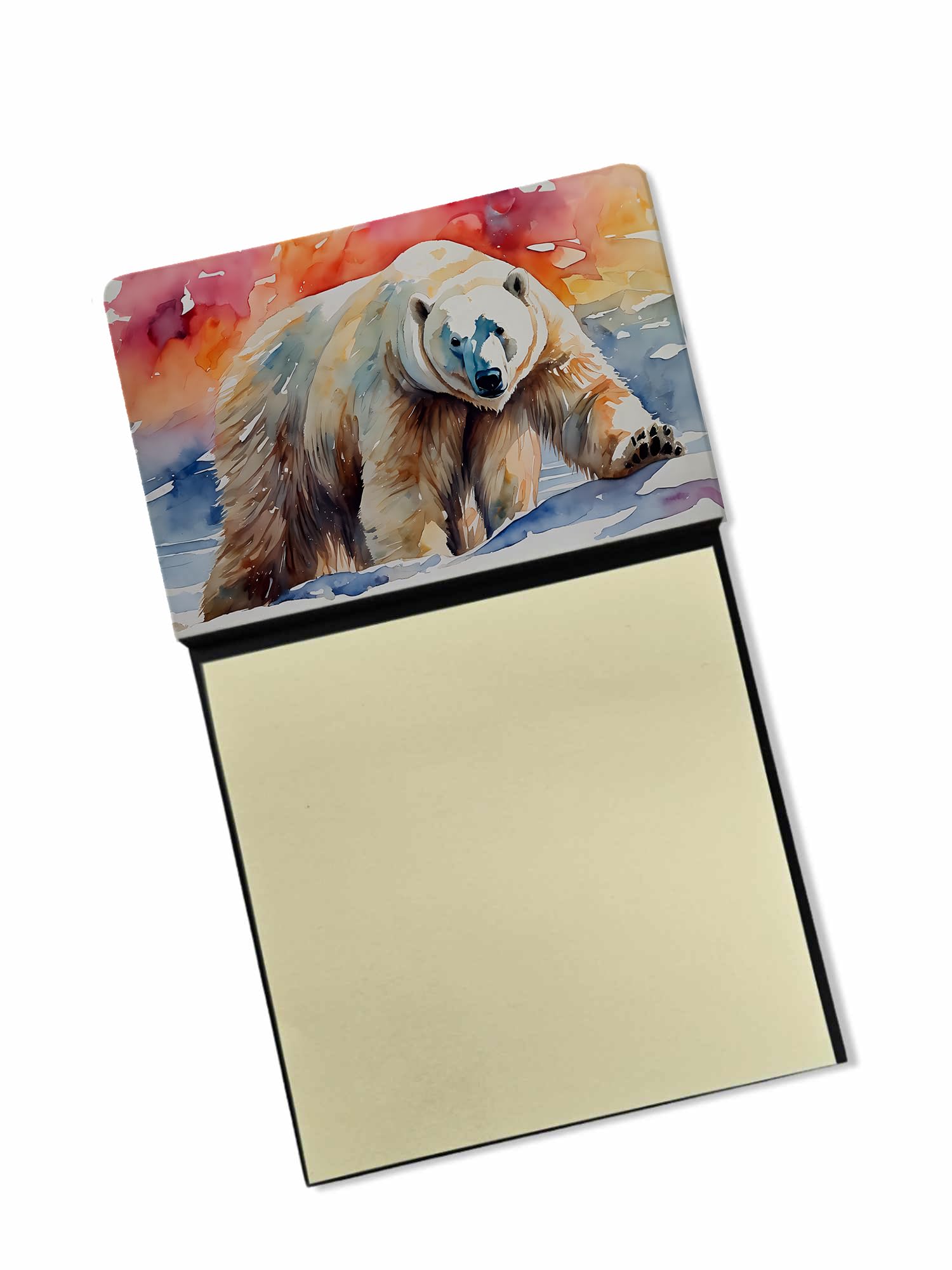 Carolines Treasures Polar Bear Sticky Note Holder Refillable Dispenser Self-Sticky Note Pads, Memo Pads Blank Desk Accessories