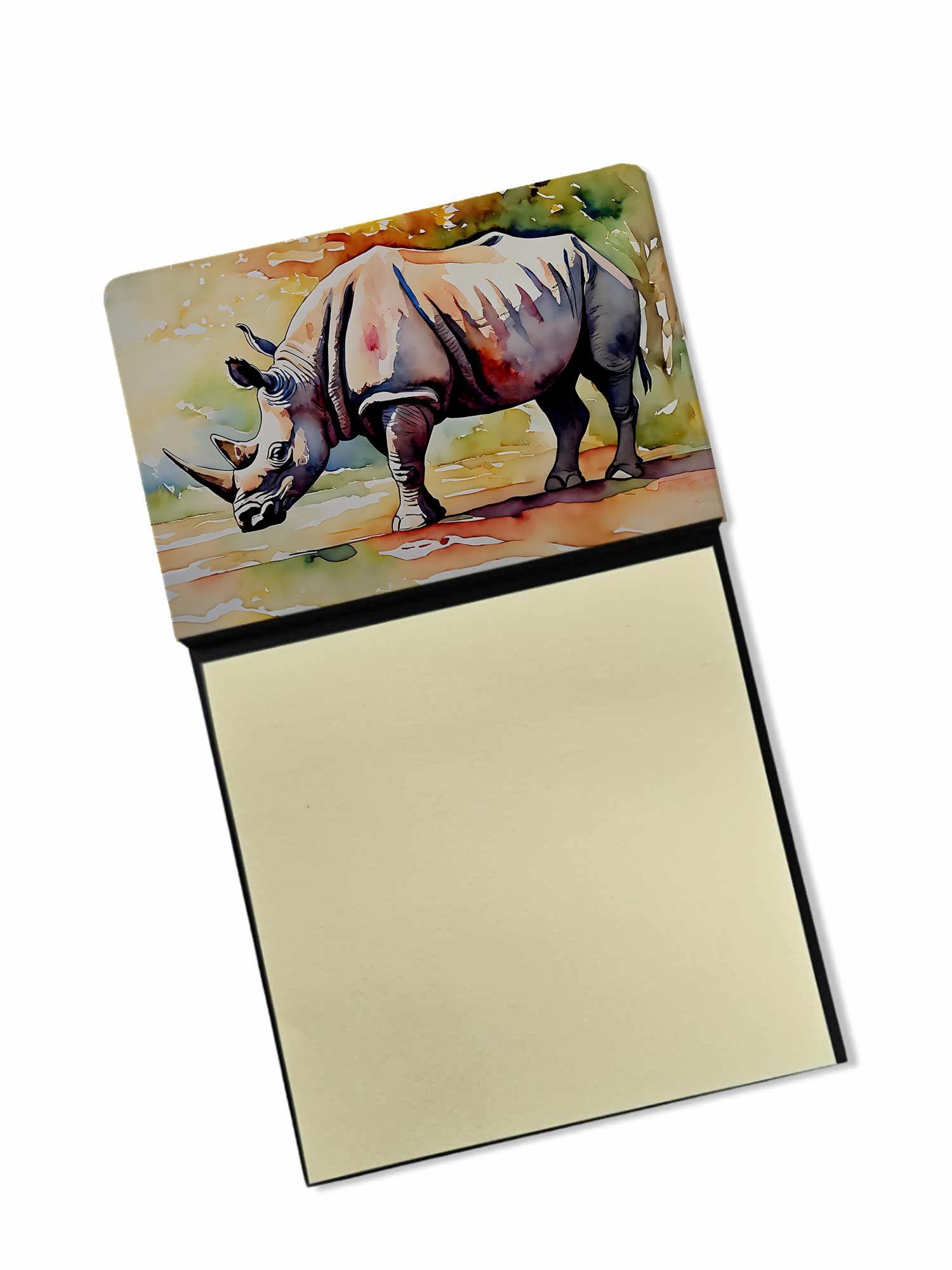 Carolines Treasures Rhinoceros Sticky Note Holder Refillable Dispenser Self-Sticky Note Pads, Memo Pads Blank Desk Accessories