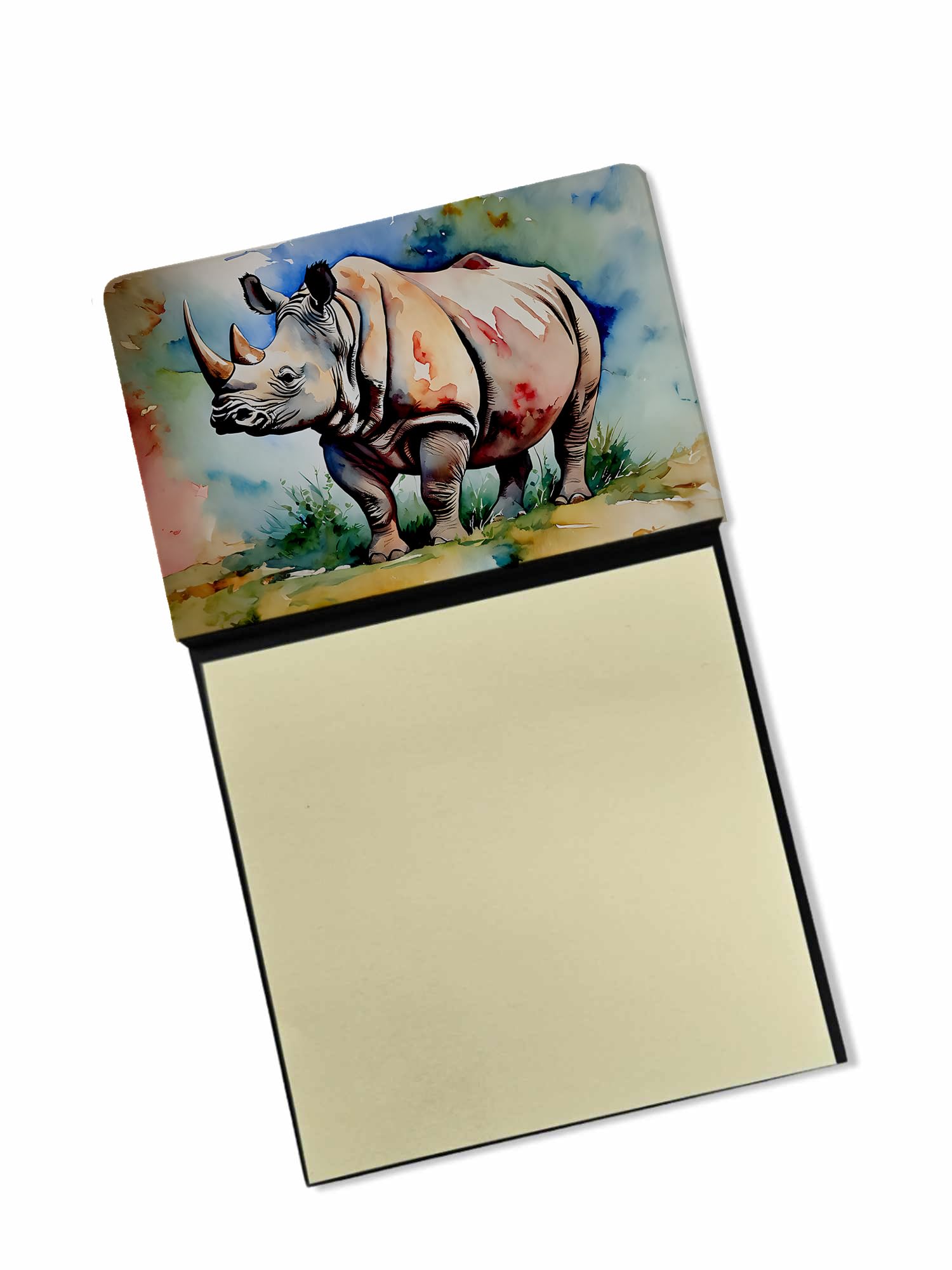 Carolines Treasures Rhinoceros Sticky Note Holder Refillable Dispenser Self-Sticky Note Pads, Memo Pads Blank Desk Accessories