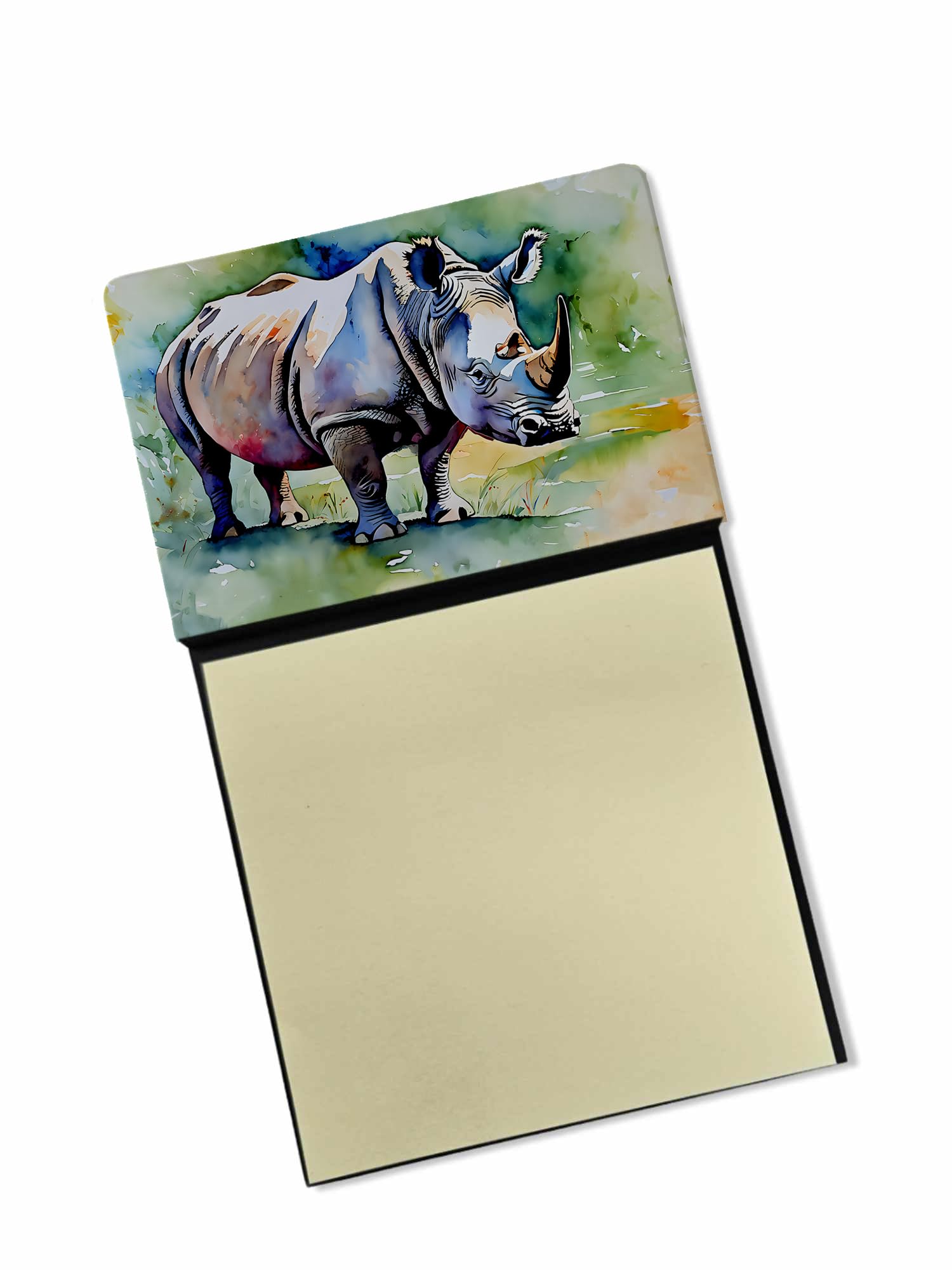 Carolines Treasures Rhinoceros Sticky Note Holder Refillable Dispenser Self-Sticky Note Pads, Memo Pads Blank Desk Accessories