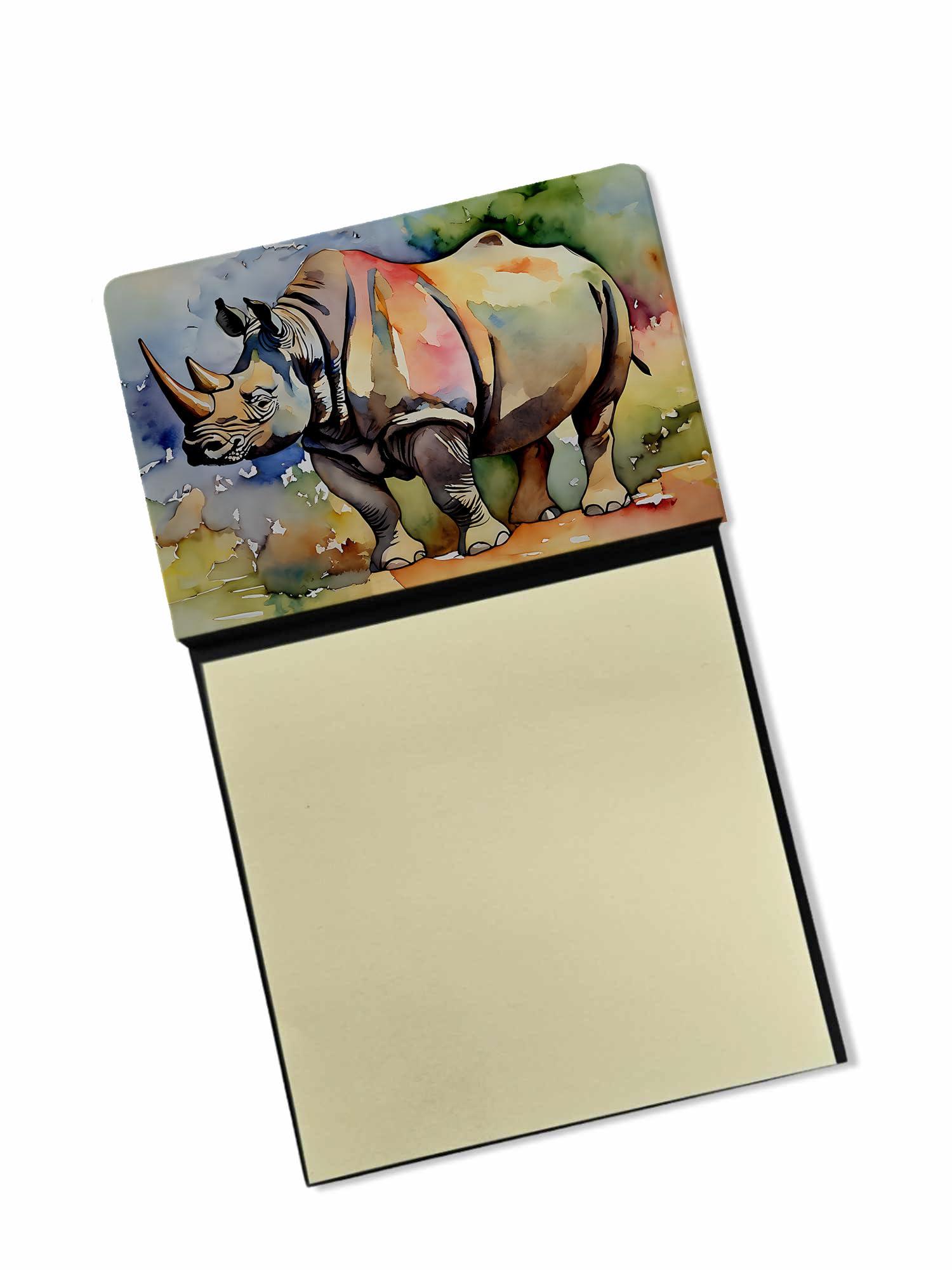 Carolines Treasures Rhinoceros Sticky Note Holder Refillable Dispenser Self-Sticky Note Pads, Memo Pads Blank Desk Accessories