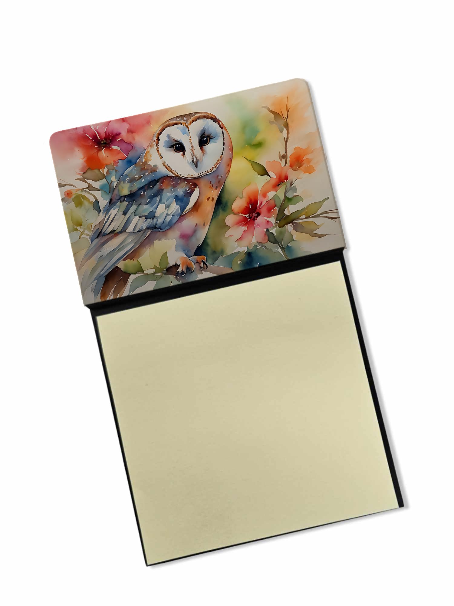 Carolines Treasures Barn Owl Sticky Note Holder Refillable Dispenser Self-Sticky Note Pads, Memo Pads Blank Desk Accessories