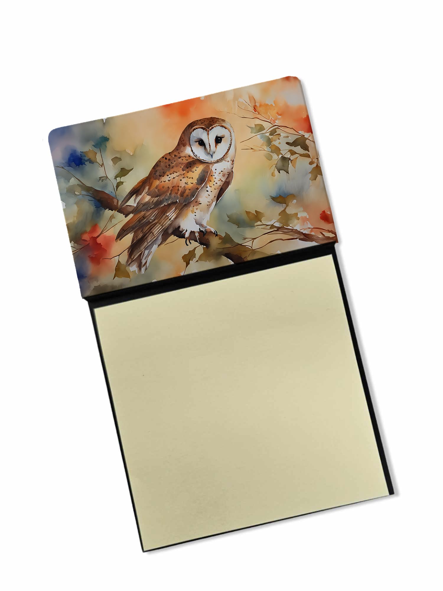 Carolines Treasures Barn Owl Sticky Note Holder Refillable Dispenser Self-Sticky Note Pads, Memo Pads Blank Desk Accessories