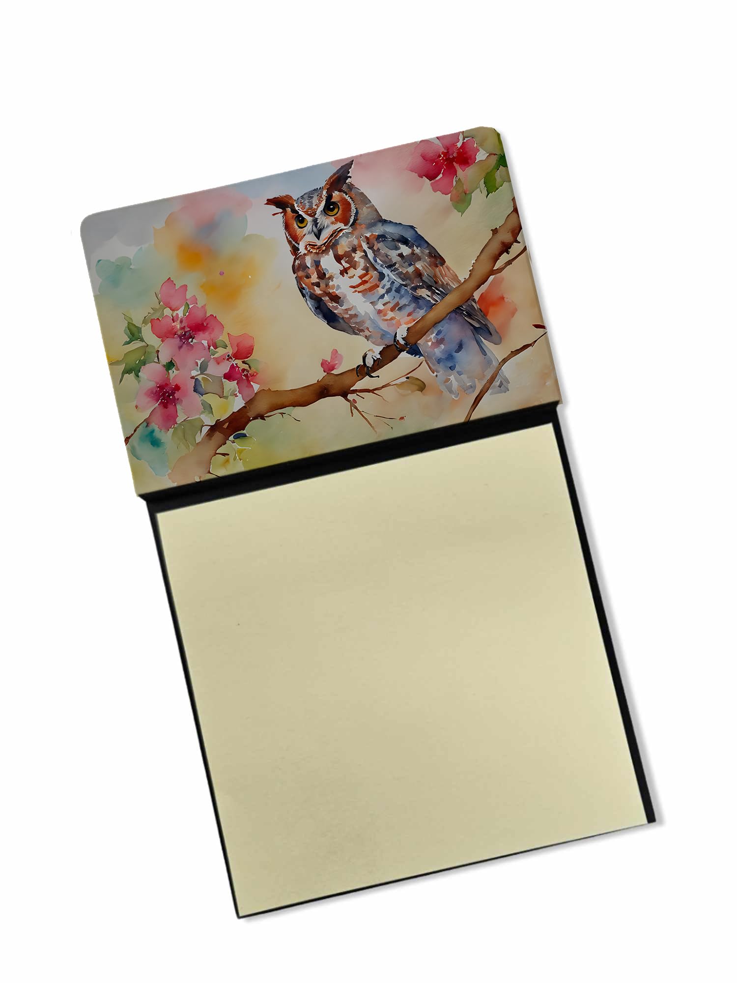 Carolines Treasures Eastern Screech Owl Sticky Note Holder Refillable Dispenser Self-Sticky Note Pads, Memo Pads Blank Desk Accessories