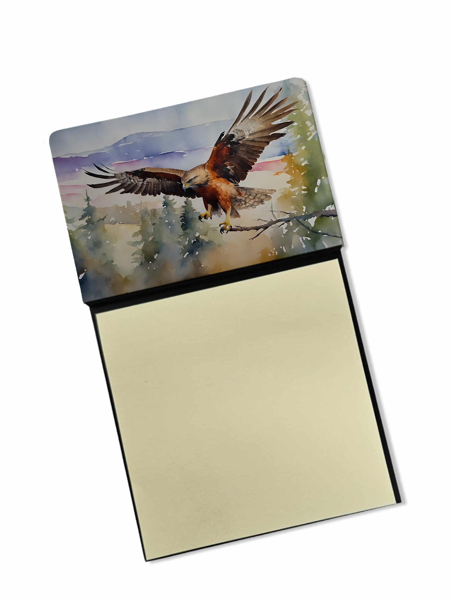 Carolines Treasures Hawk Sticky Note Holder Refillable Dispenser Self-Sticky Note Pads, Memo Pads Blank Desk Accessories