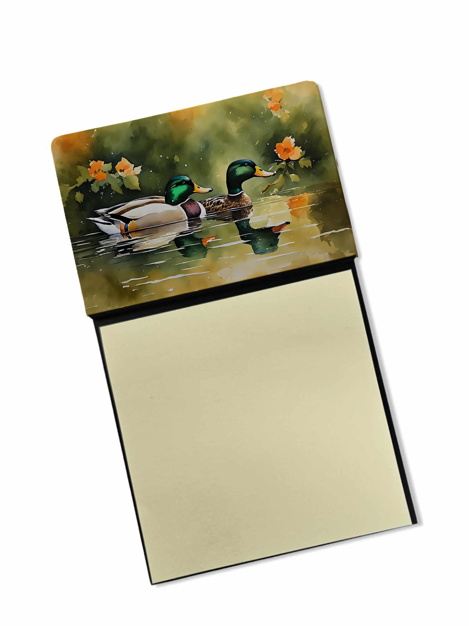 Carolines Treasures Mallard Sticky Note Holder Refillable Dispenser Self-Sticky Note Pads, Memo Pads Blank Desk Accessories