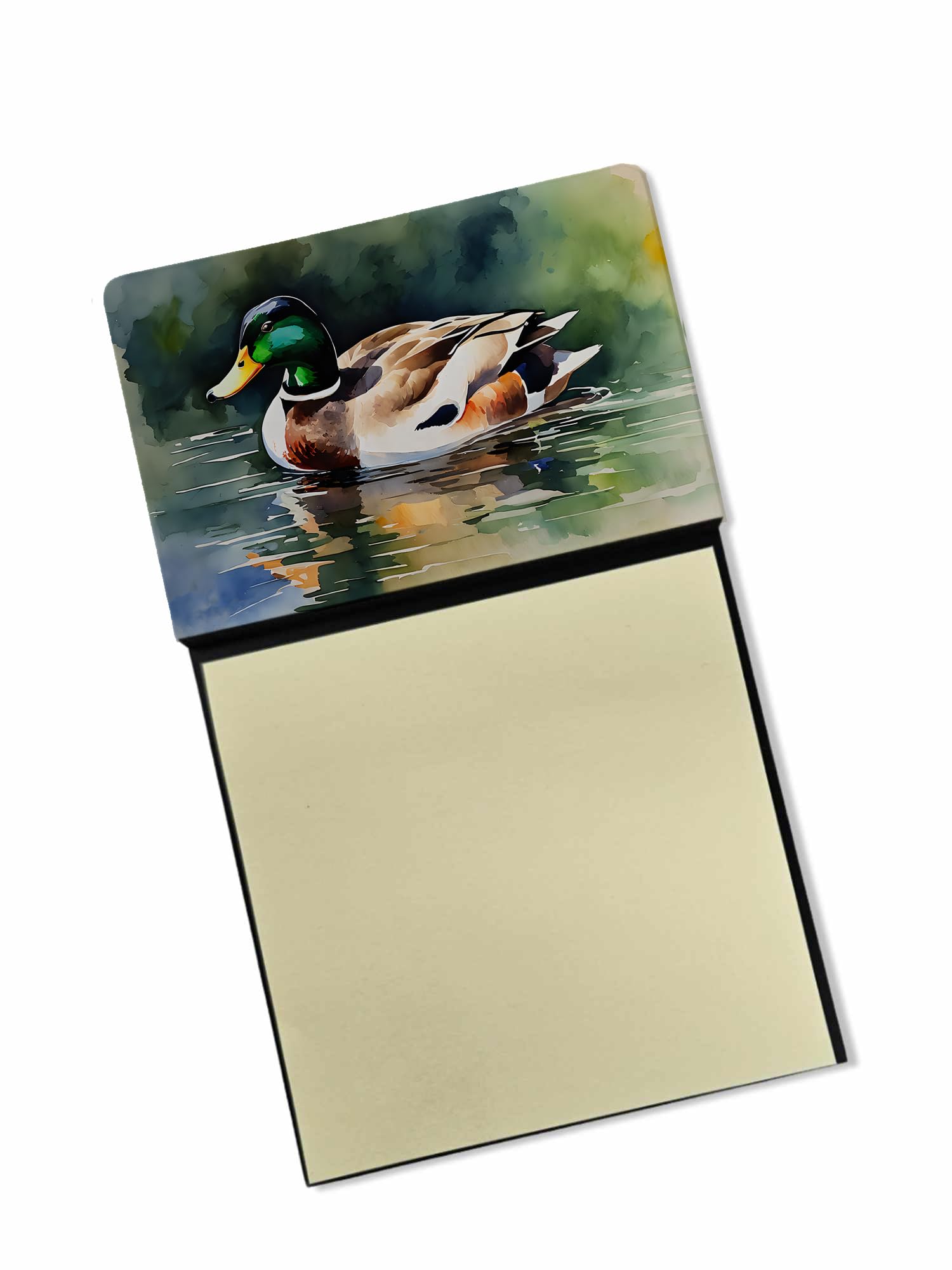 Carolines Treasures Mallard Sticky Note Holder Refillable Dispenser Self-Sticky Note Pads, Memo Pads Blank Desk Accessories