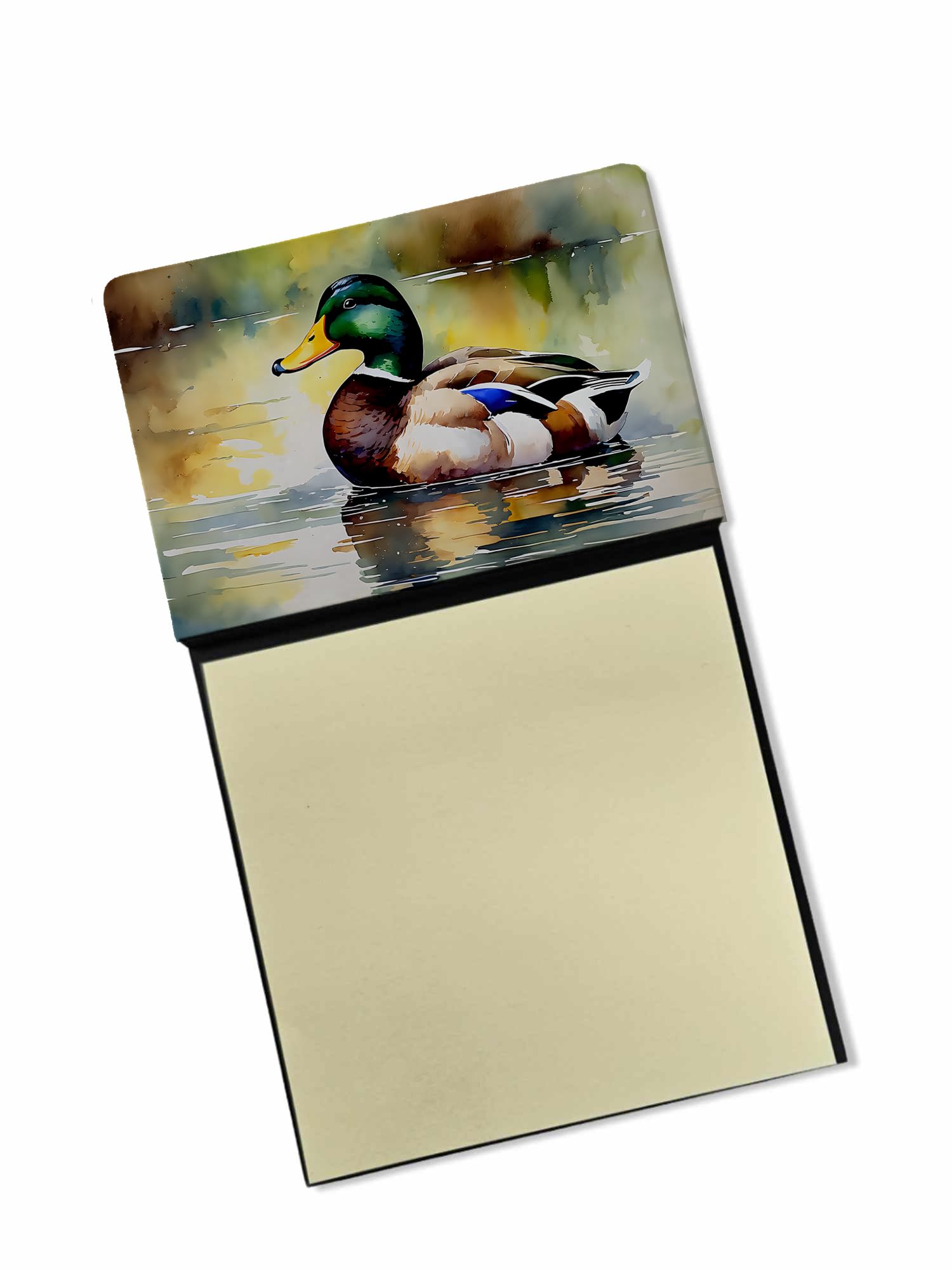 Carolines Treasures Mallard Sticky Note Holder Refillable Dispenser Self-Sticky Note Pads, Memo Pads Blank Desk Accessories