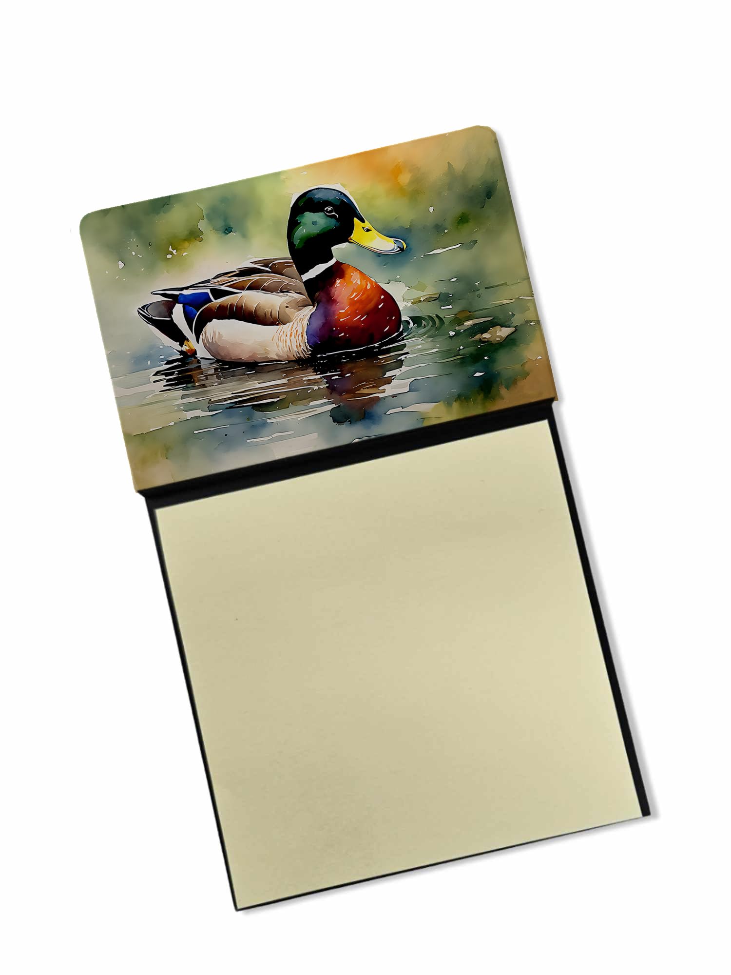 Carolines Treasures Mallard Sticky Note Holder Refillable Dispenser Self-Sticky Note Pads, Memo Pads Blank Desk Accessories