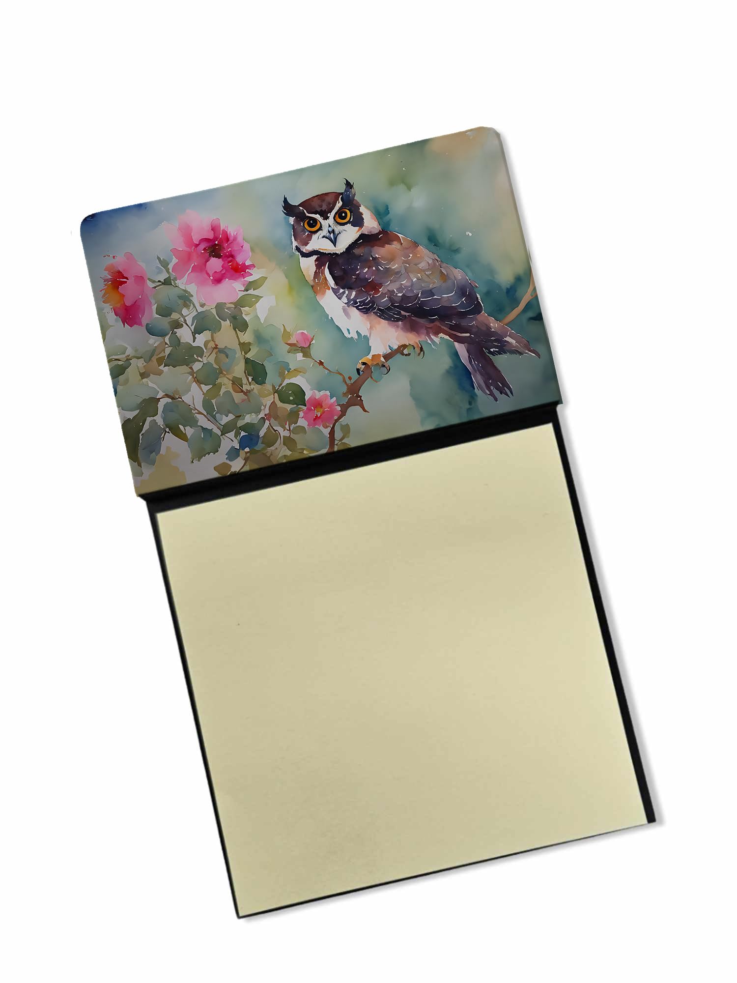 Carolines Treasures Spectacled Owl Sticky Note Holder Refillable Dispenser Self-Sticky Note Pads, Memo Pads Blank Desk Accessories