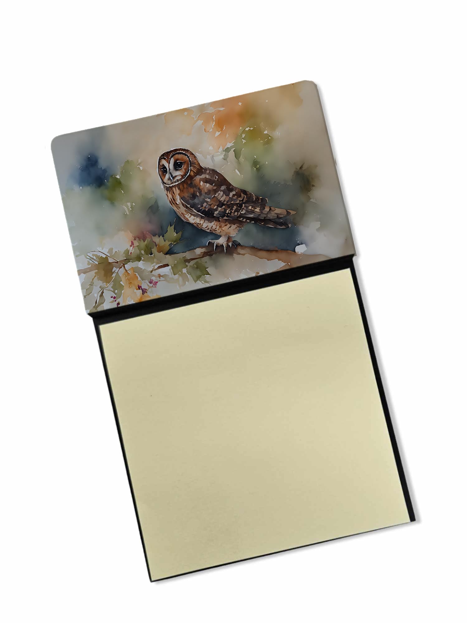 Carolines Treasures Tawny Owl Sticky Note Holder Refillable Dispenser Self-Sticky Note Pads, Memo Pads Blank Desk Accessories