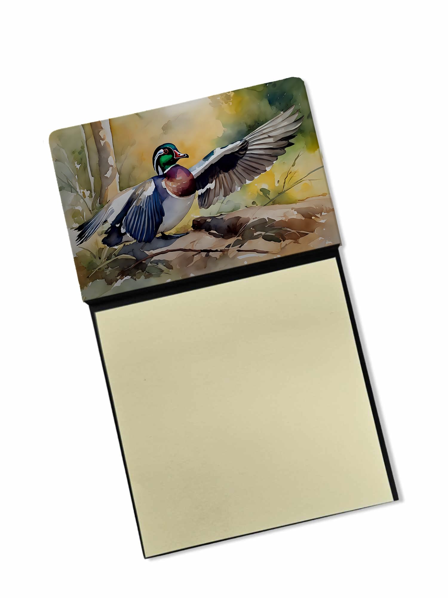 Carolines Treasures Wood Duck Sticky Note Holder Refillable Dispenser Self-Sticky Note Pads, Memo Pads Blank Desk Accessories