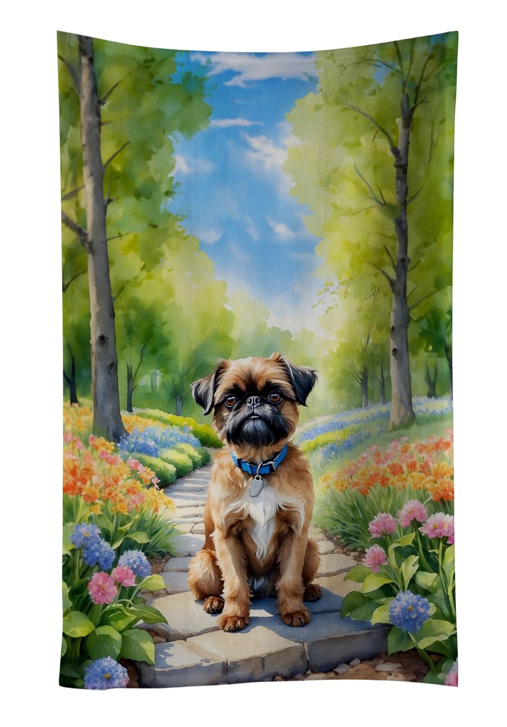 Carolines Treasures Brussels Griffon Spring Path Kitchen Towel Dish Cloths Guest Hand Towel Decorative Bathroom Towel for Face,Tea, Dishcloth, Kitchen and Bath
