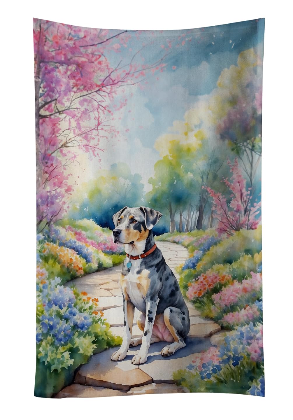 Carolines Treasures Catahoula Spring Path Kitchen Towel Dish Cloths Guest Hand Towel Decorative Bathroom Towel for Face,Tea, Dishcloth, Kitchen and Bath
