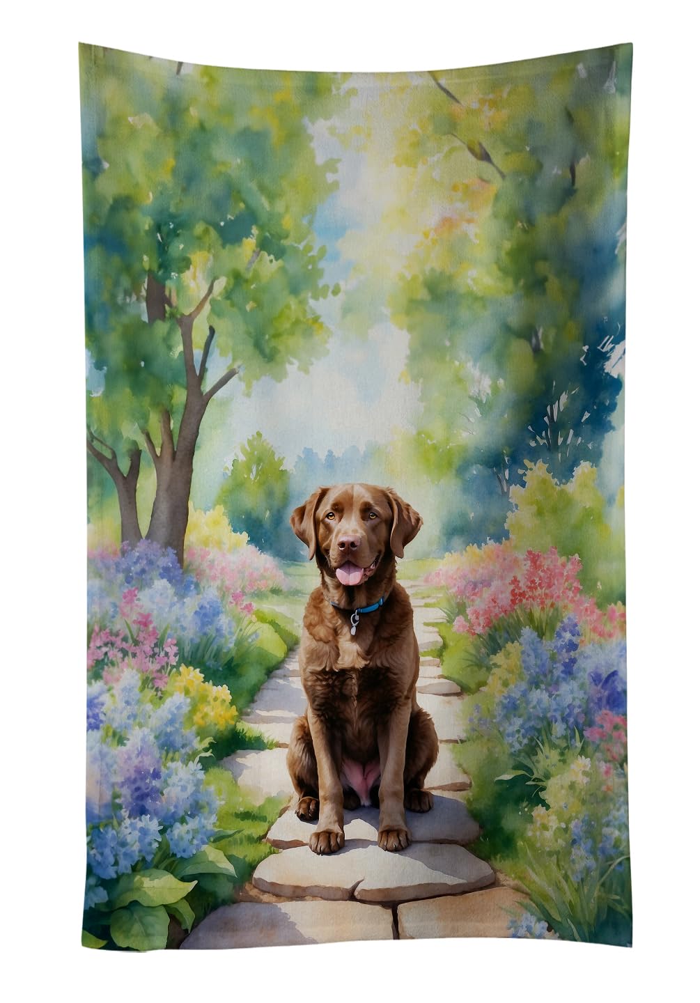 Carolines Treasures Chesapeake Bay Retriever Spring Path Kitchen Towel Dish Cloths Guest Hand Towel Decorative Bathroom Towel for Face,Tea, Dishcloth, Kitchen and Bath