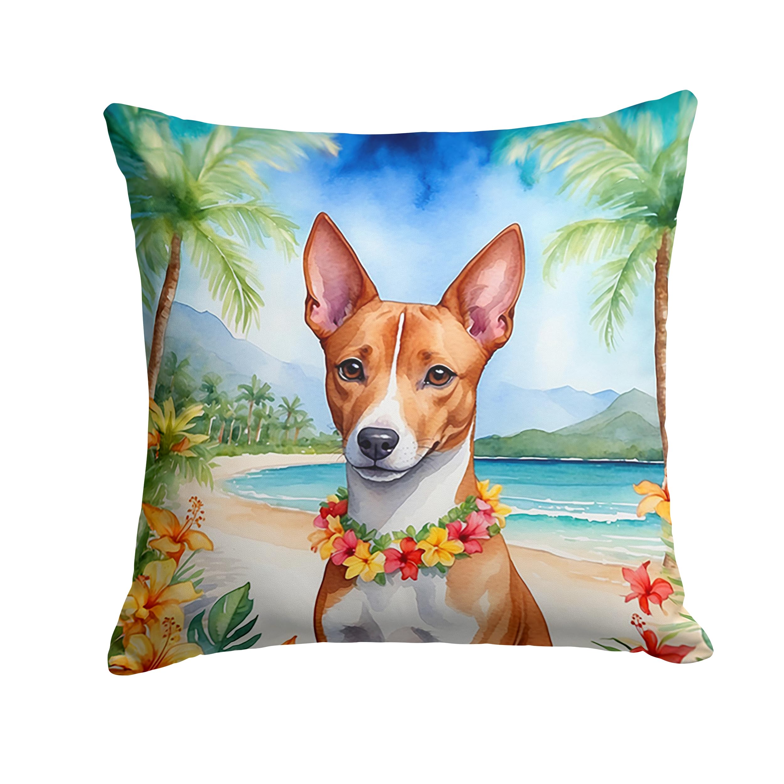 Carolines Treasures Luau Party Decorative Throw Pillow, 14Hx14W, Basenji 6360