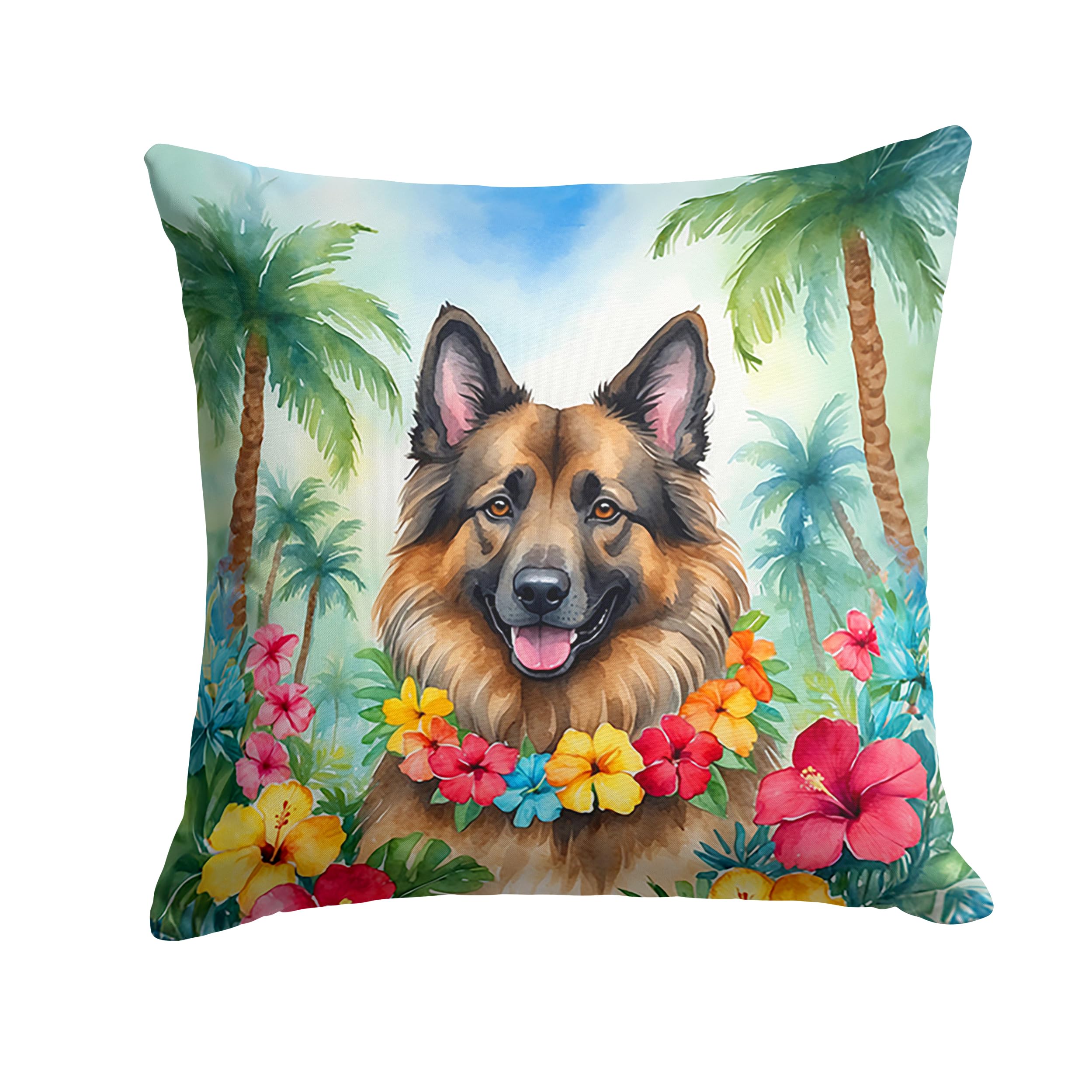 Carolines Treasures Luau Party Decorative Throw Pillow, 14Hx14W, Belgian Tervuren 6368