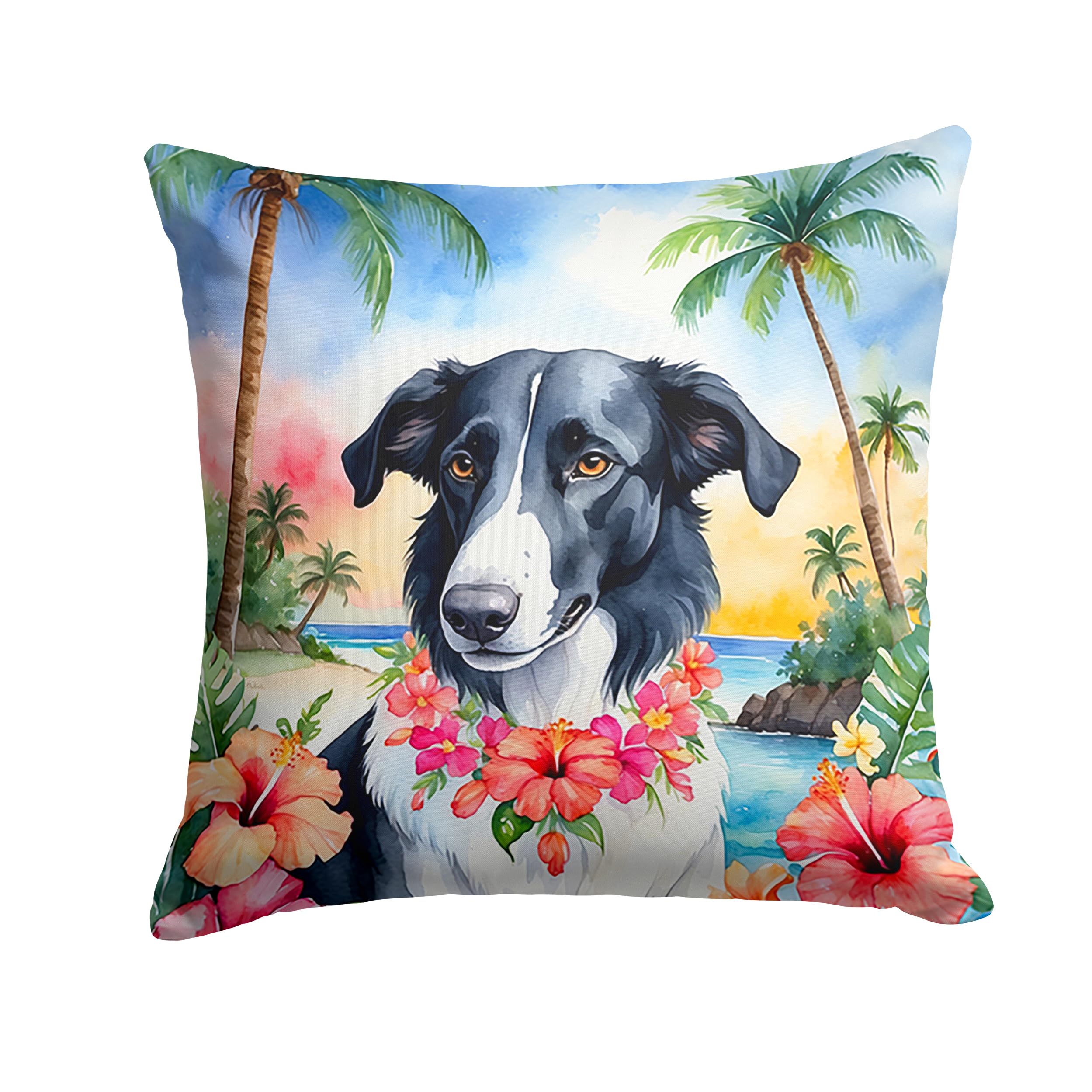 Carolines Treasures Luau Party Decorative Throw Pillow, 14Hx14W, Borzoi 6379