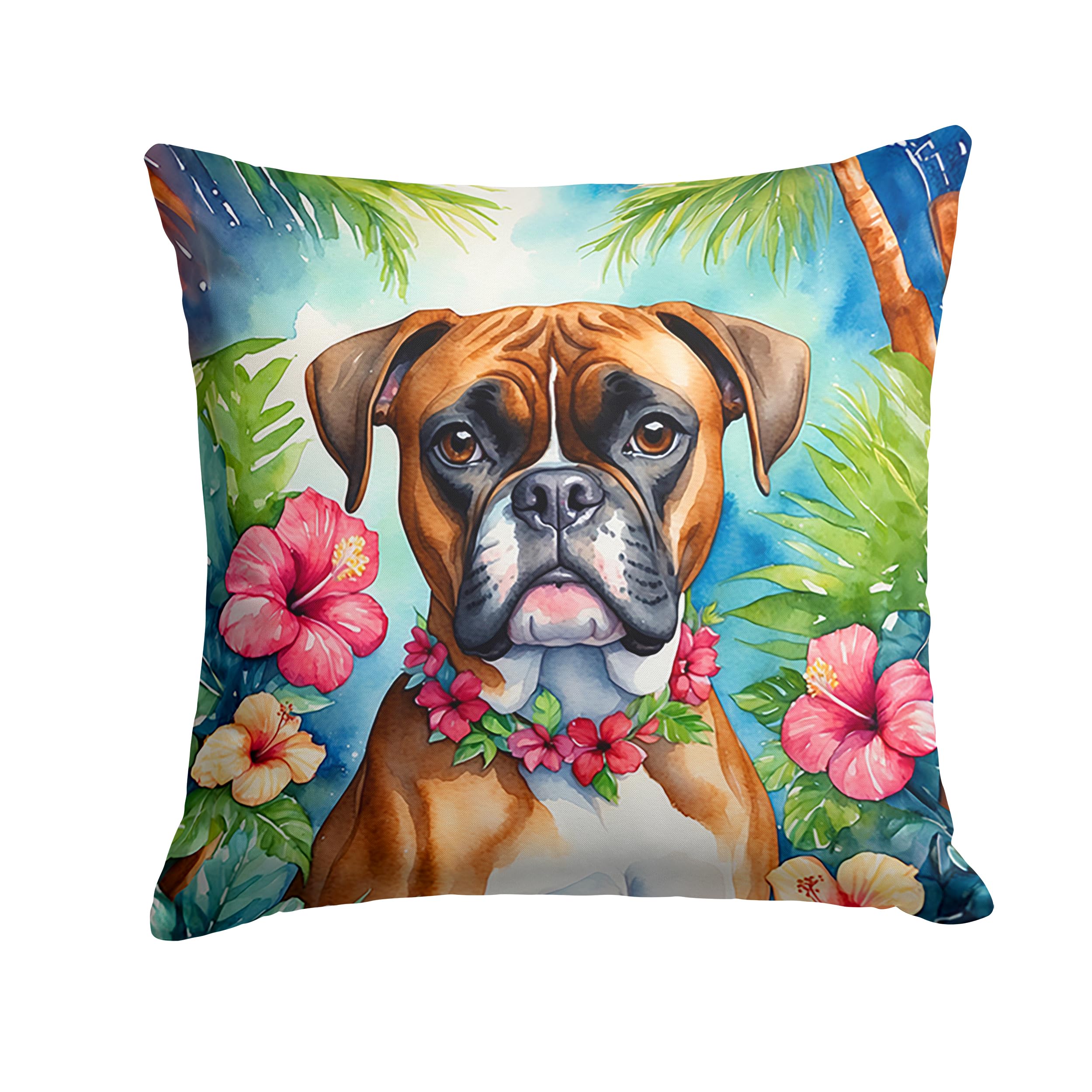Carolines Treasures Luau Party Decorative Throw Pillow, 14Hx14W, Boxer 6388