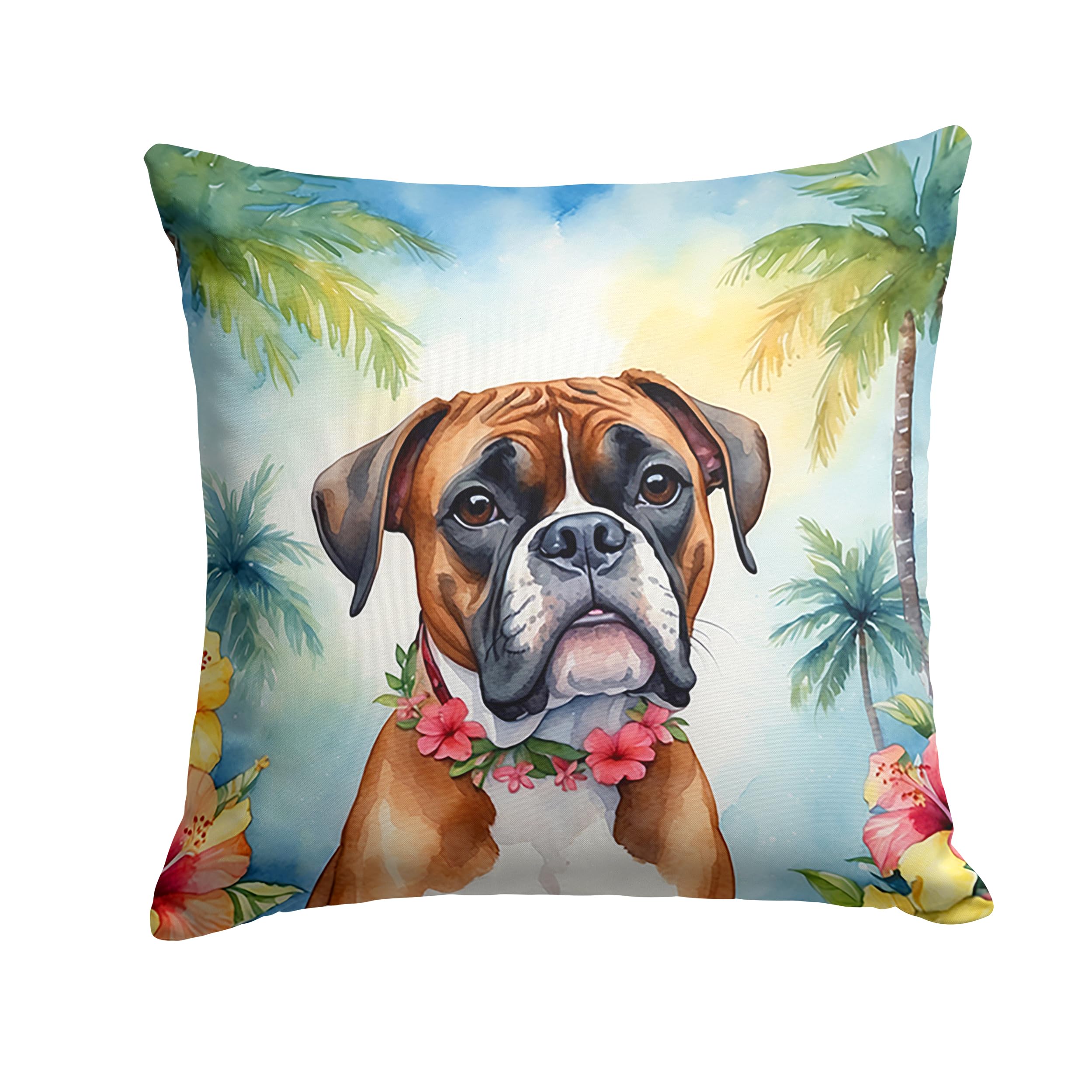 Carolines Treasures Luau Party Decorative Throw Pillow, 14Hx14W, Boxer 6389