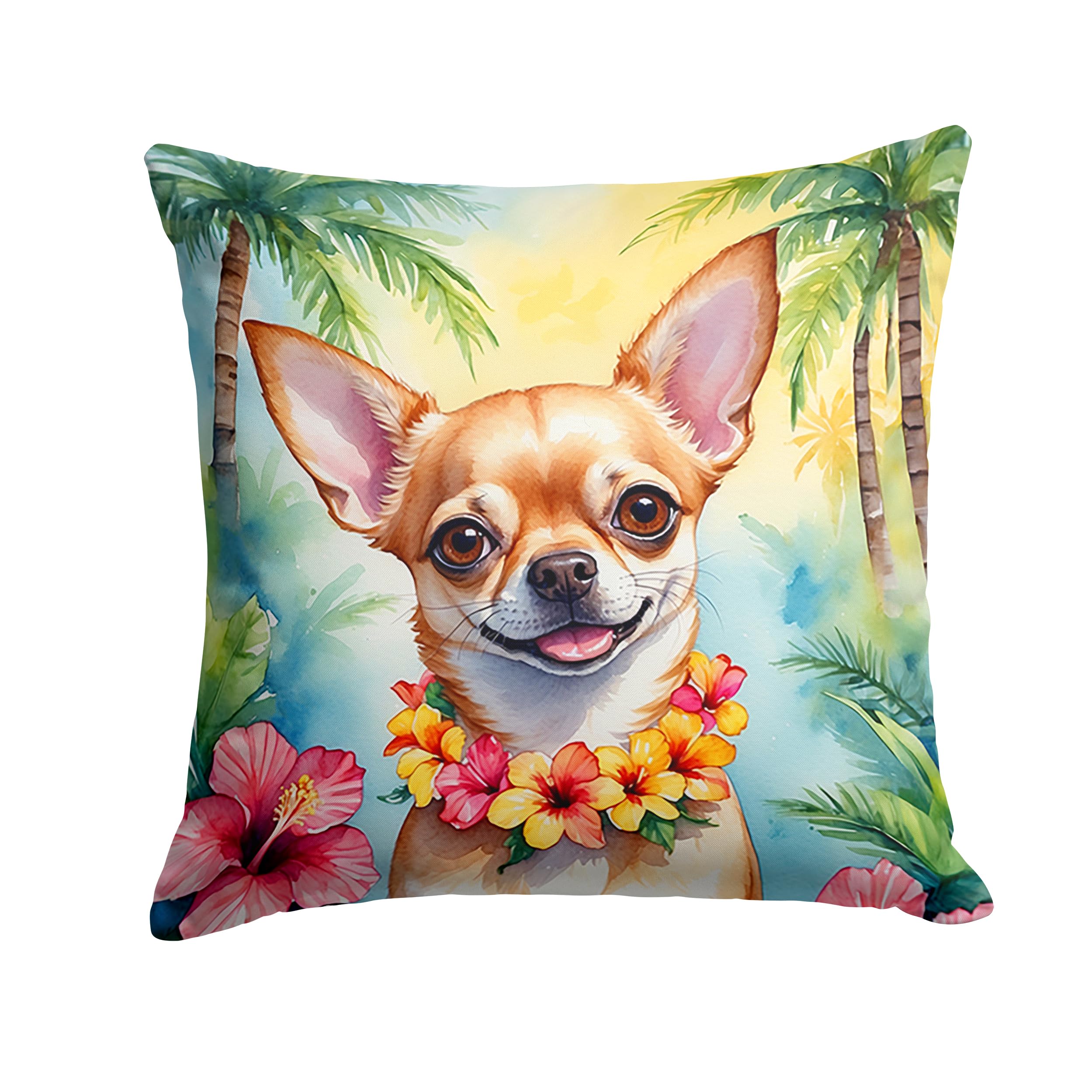 Carolines Treasures Luau Party Decorative Throw Pillow, 14Hx14W, Chihuahua 6404