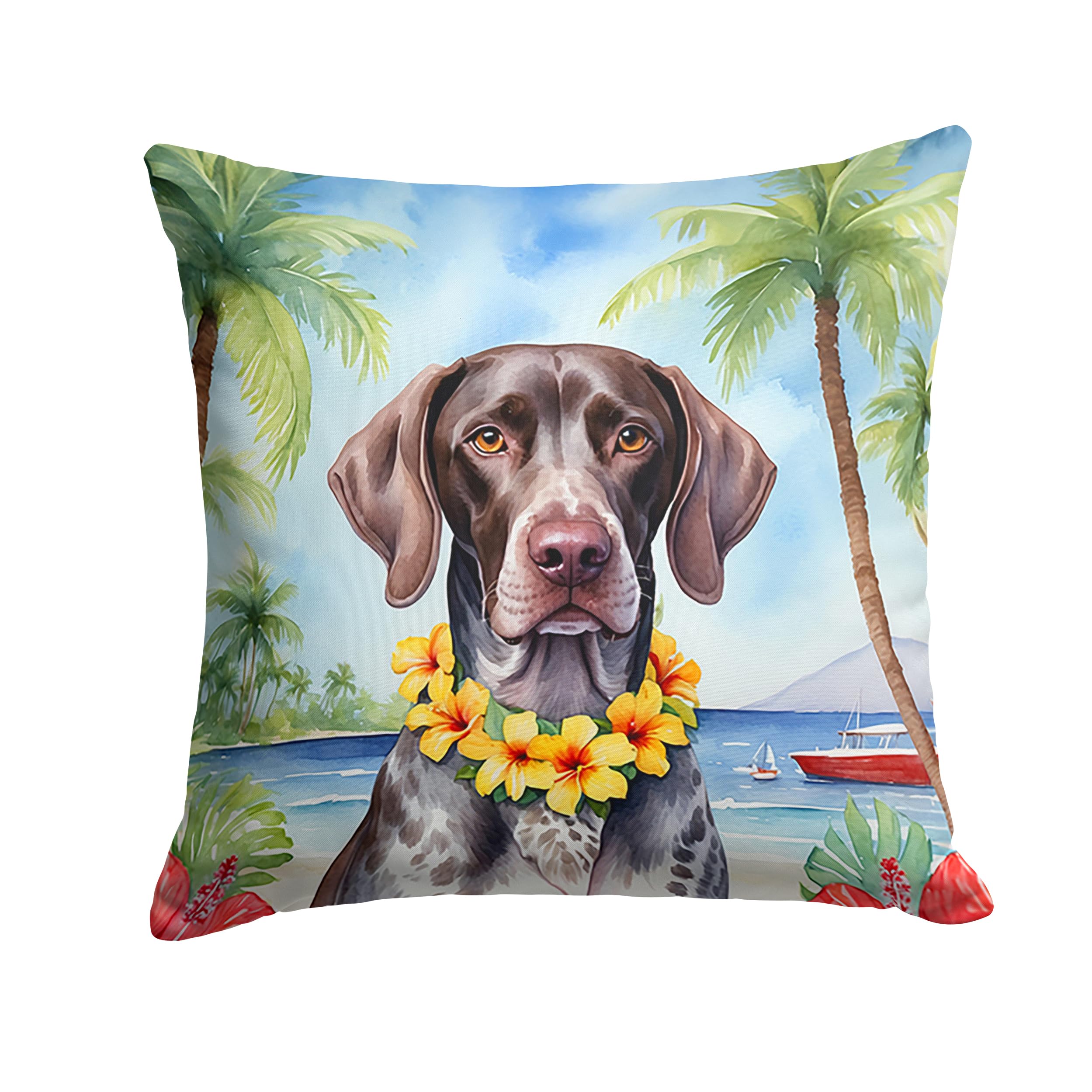 Carolines Treasures Luau Party Decorative Throw Pillow, 14Hx14W, German Shorthaired Pointer 6439
