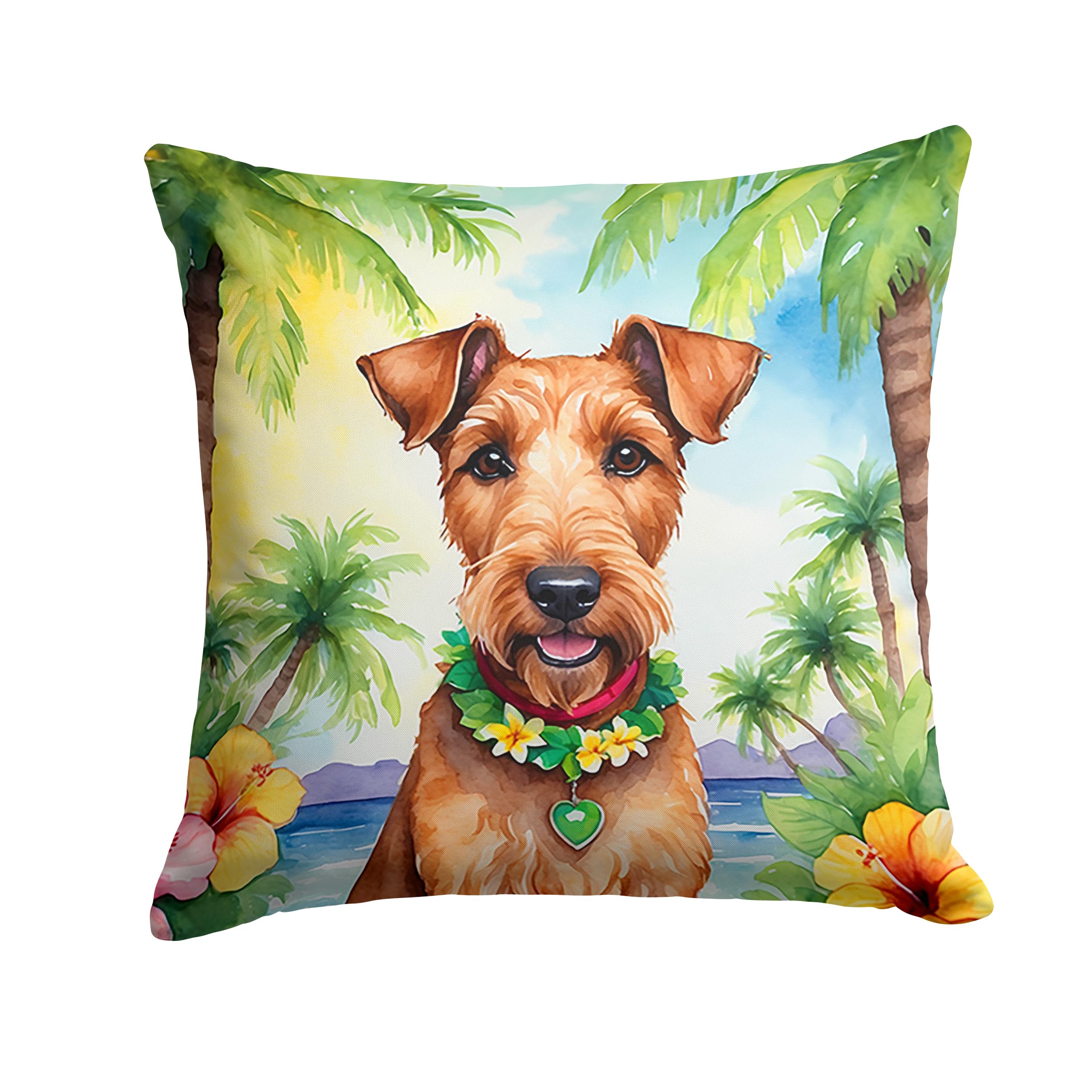 Carolines Treasures Luau Party Decorative Throw Pillow, 14Hx14W, Irish Terrier 6453