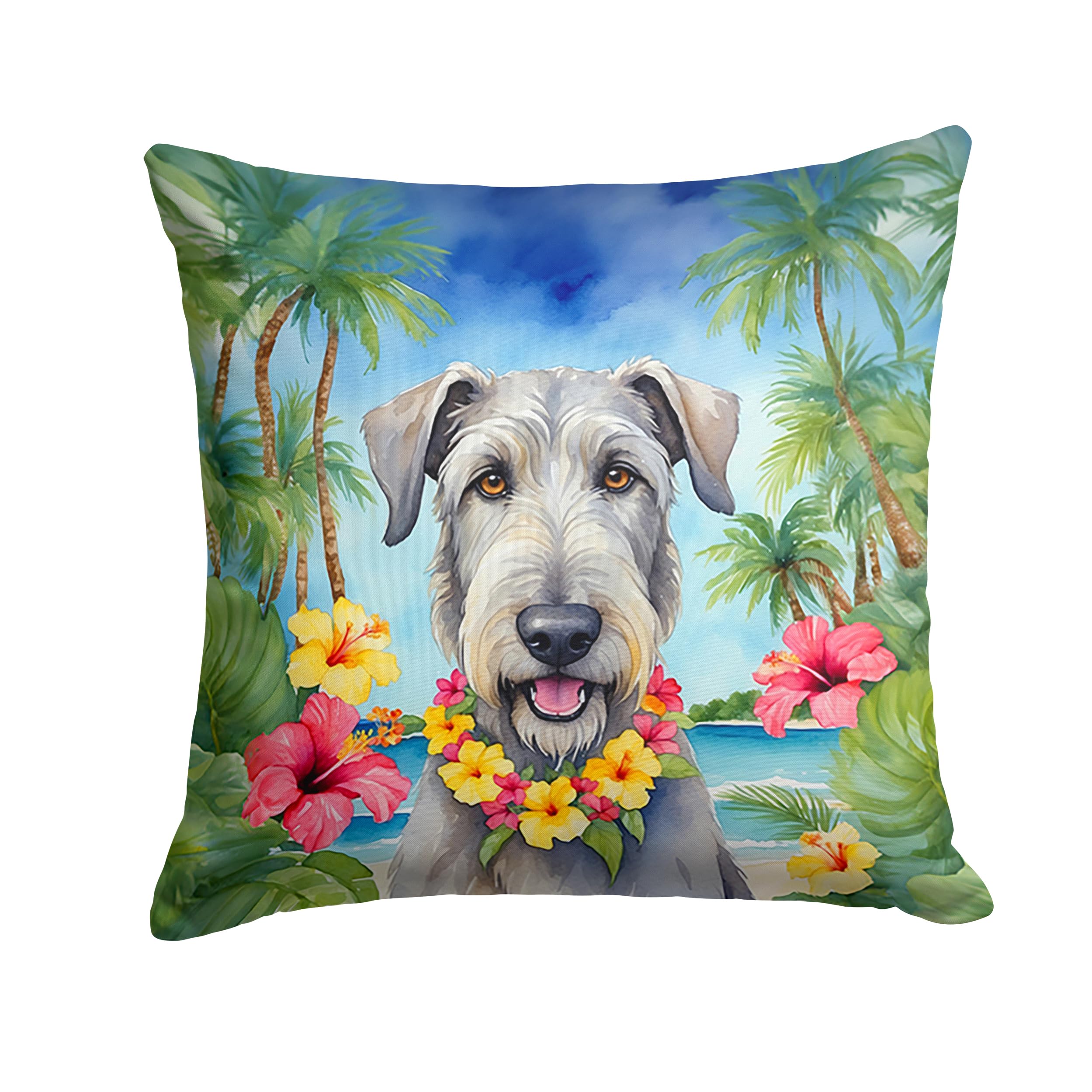 Carolines Treasures Luau Party Decorative Throw Pillow, 14Hx14W, Irish Wolfhound 6454