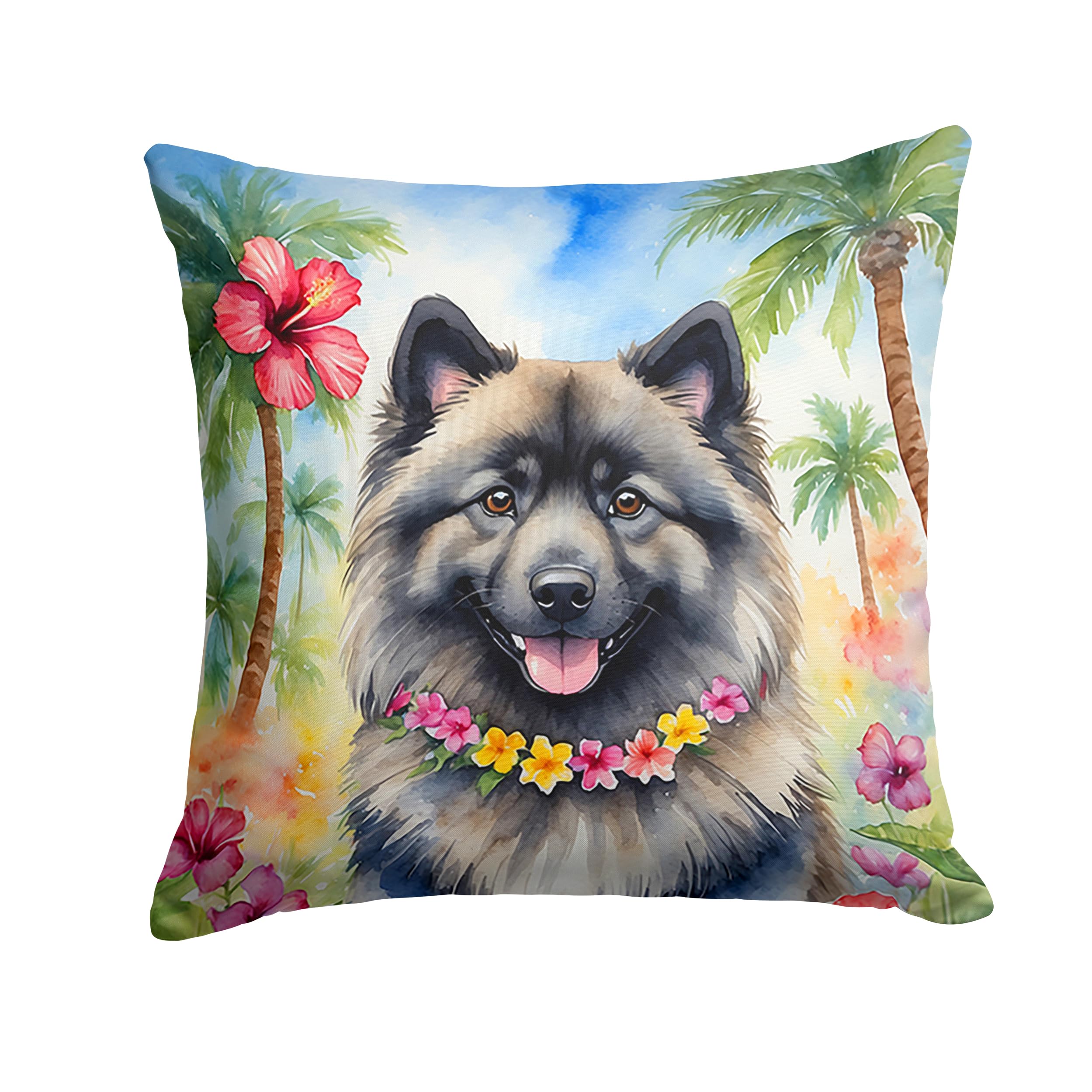 Carolines Treasures Luau Party Decorative Throw Pillow, 14Hx14W, Keeshond 6458