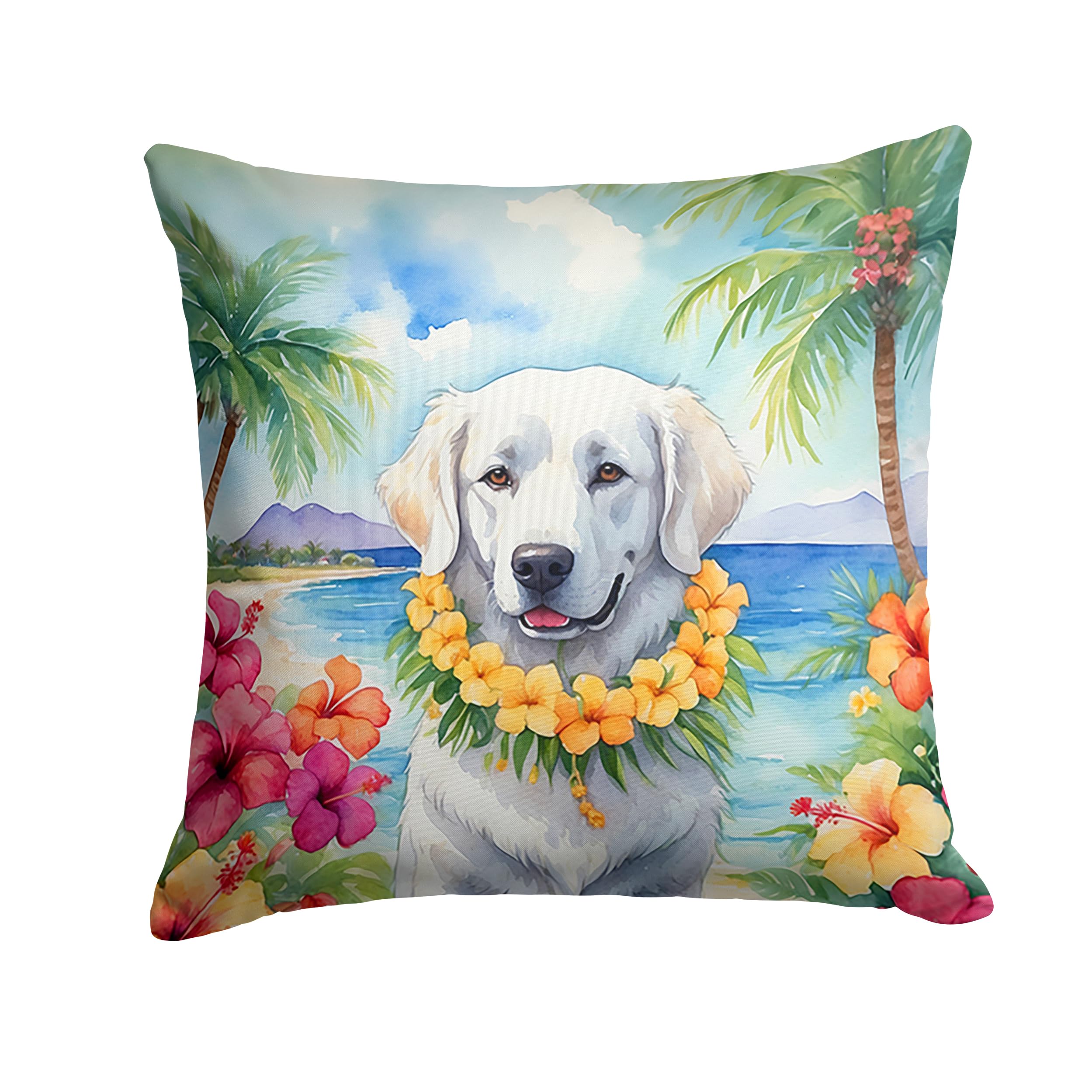 Carolines Treasures Luau Party Decorative Throw Pillow, 14Hx14W, Kuvasz 6461
