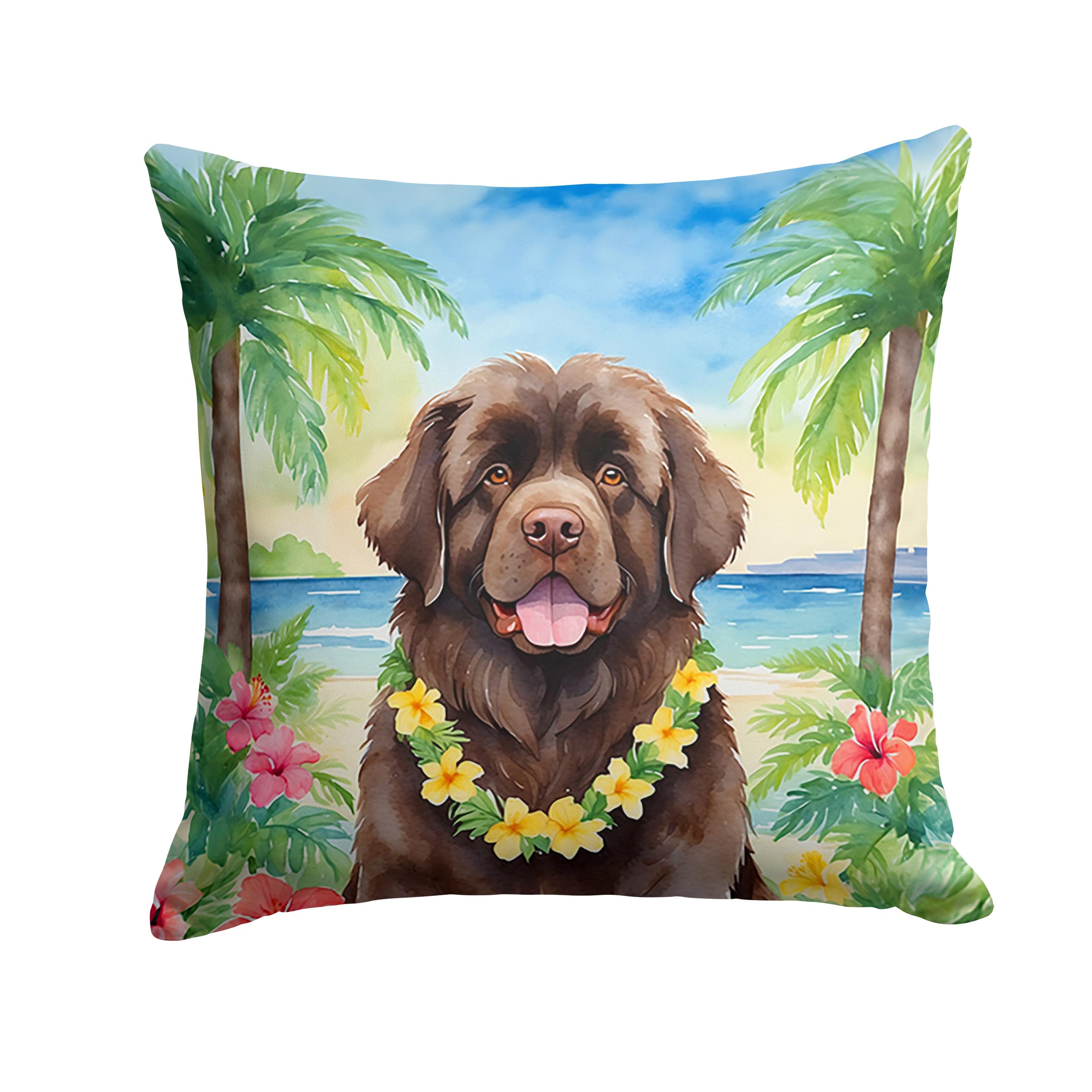 Carolines Treasures Luau Party Decorative Throw Pillow, 14Hx14W, Newfoundland 6478
