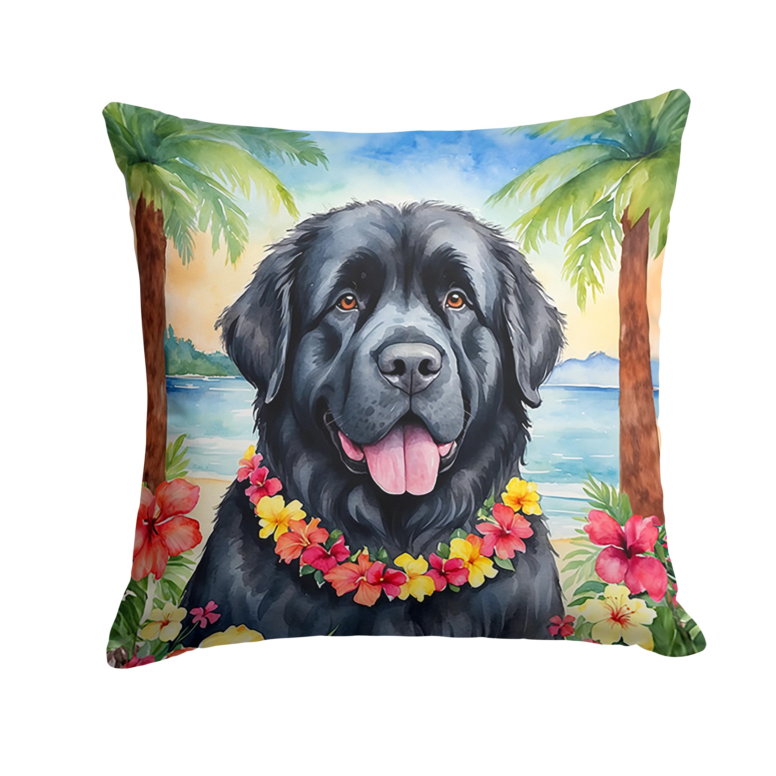 Carolines Treasures Luau Party Decorative Throw Pillow, 14Hx14W, Newfoundland 6479