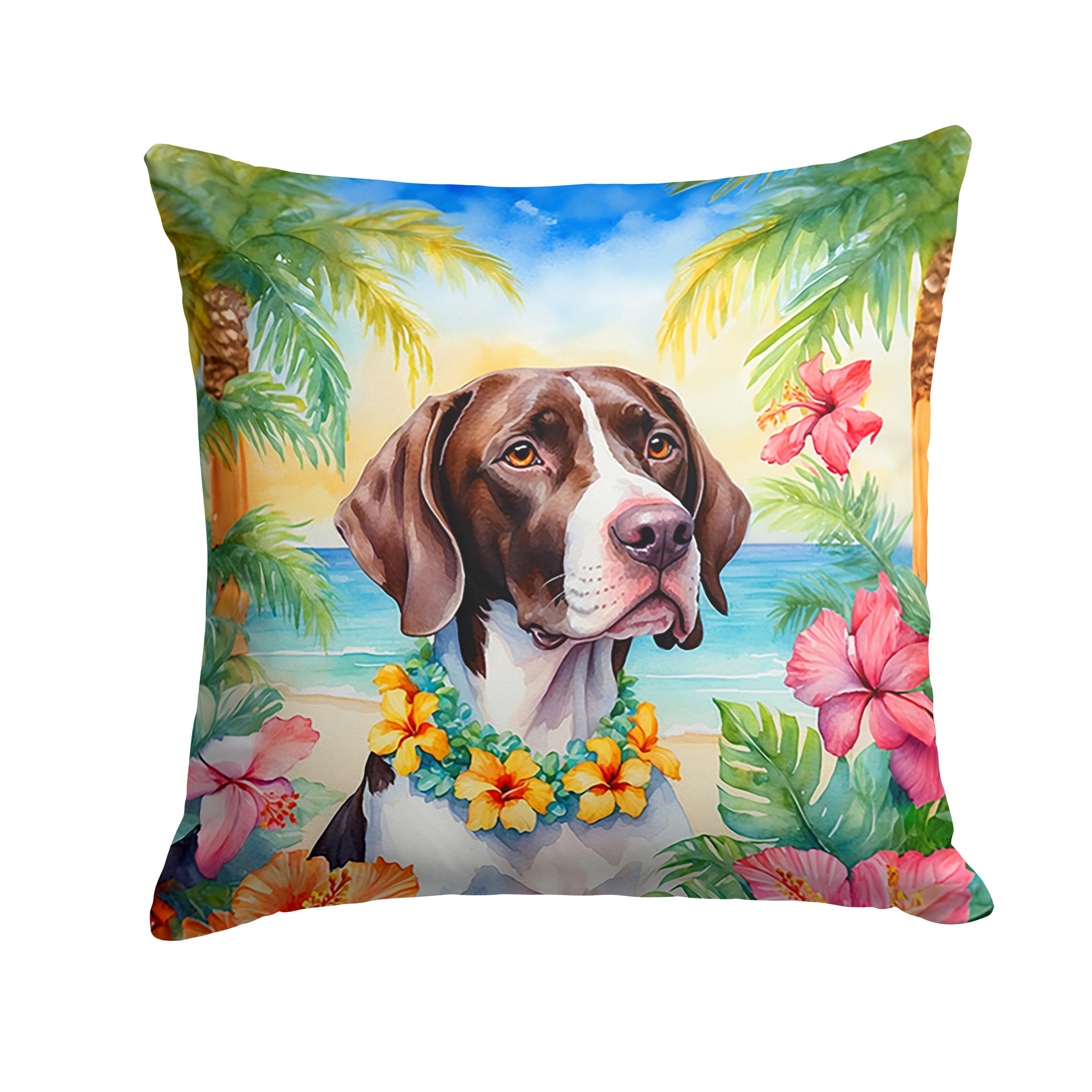 Carolines Treasures Luau Party Decorative Throw Pillow, 14Hx14W, Pointer 6492