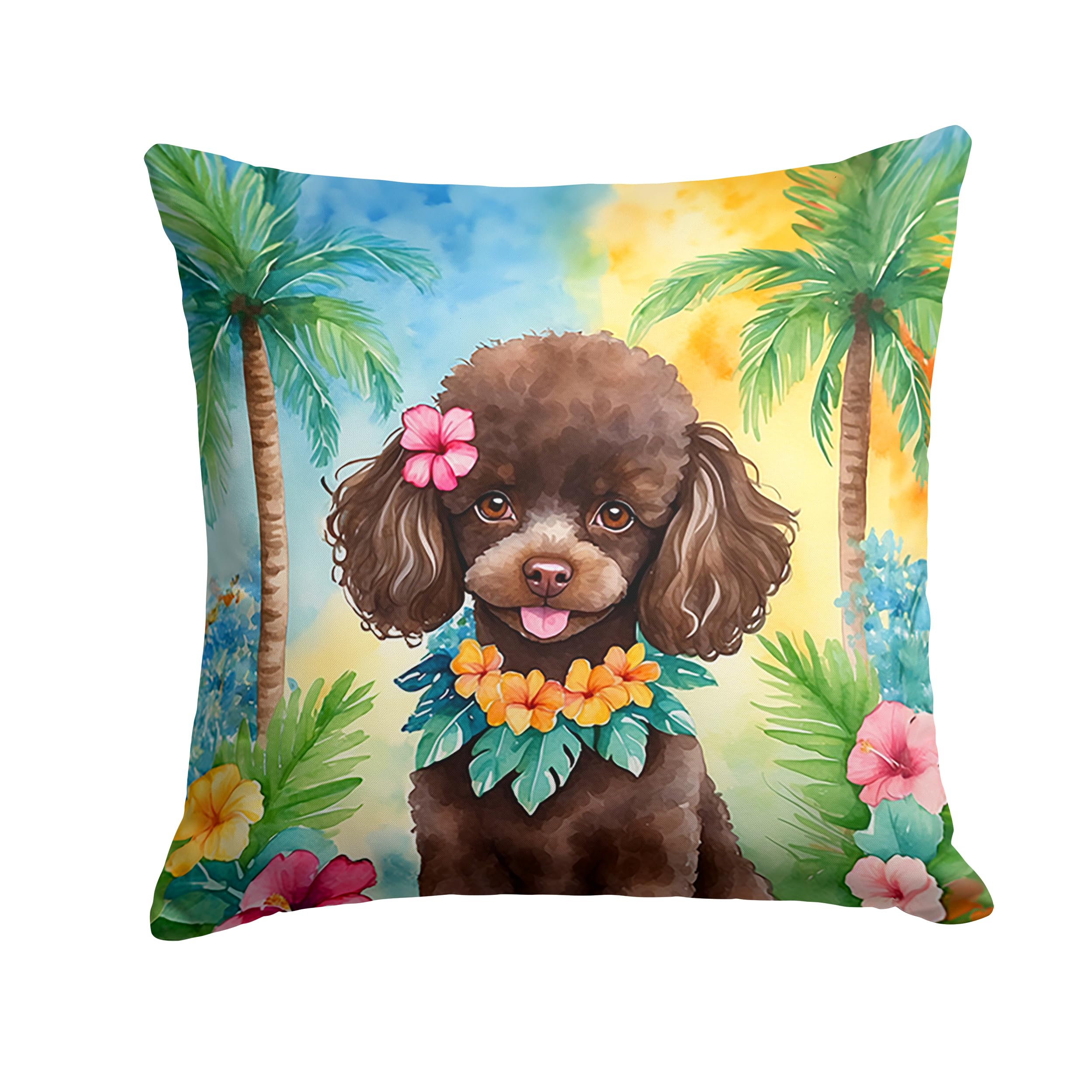 Carolines Treasures Luau Party Decorative Throw Pillow, 14Hx14W, Poodle 6500