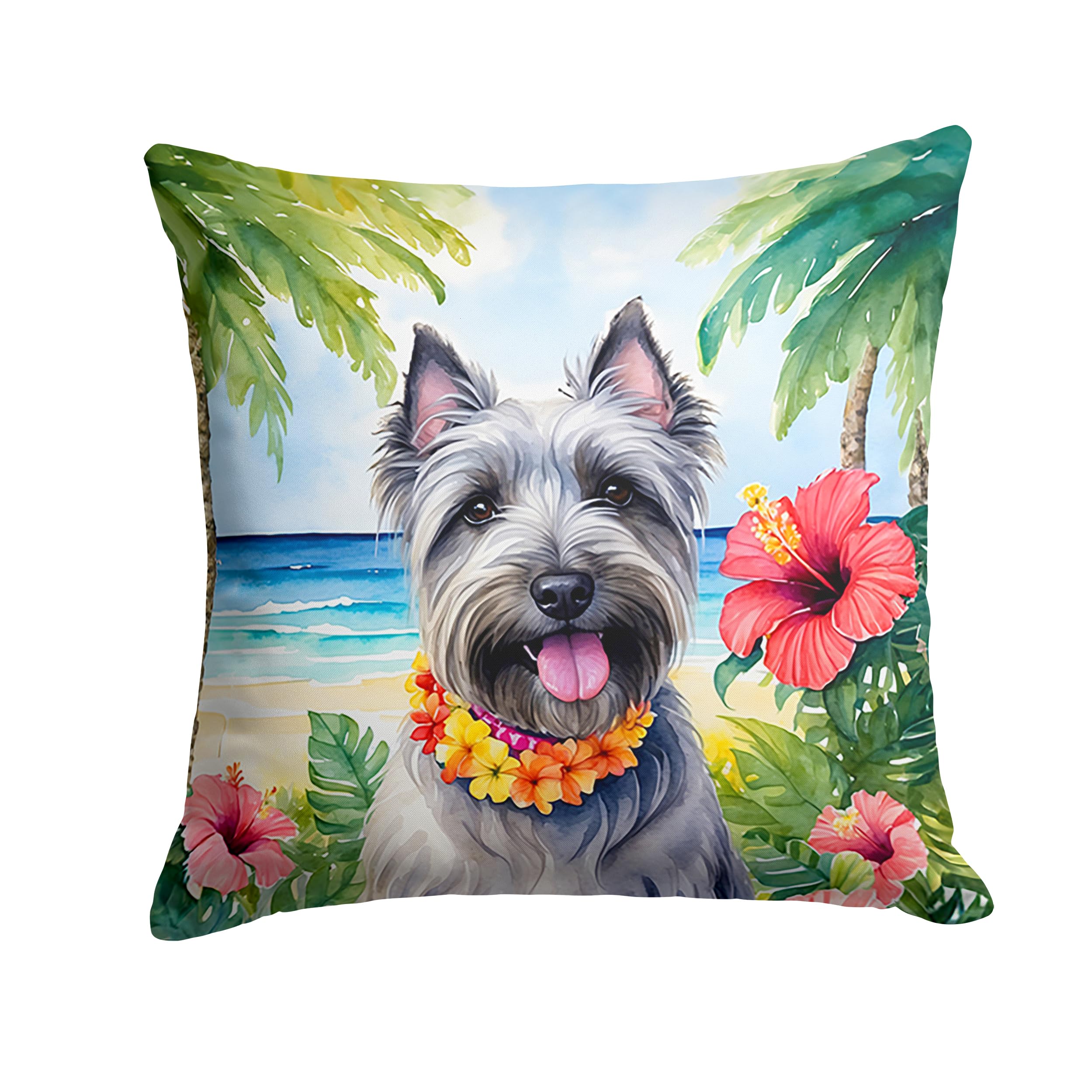 Carolines Treasures Luau Party Decorative Throw Pillow, 14Hx14W, Skye Terrier 6524