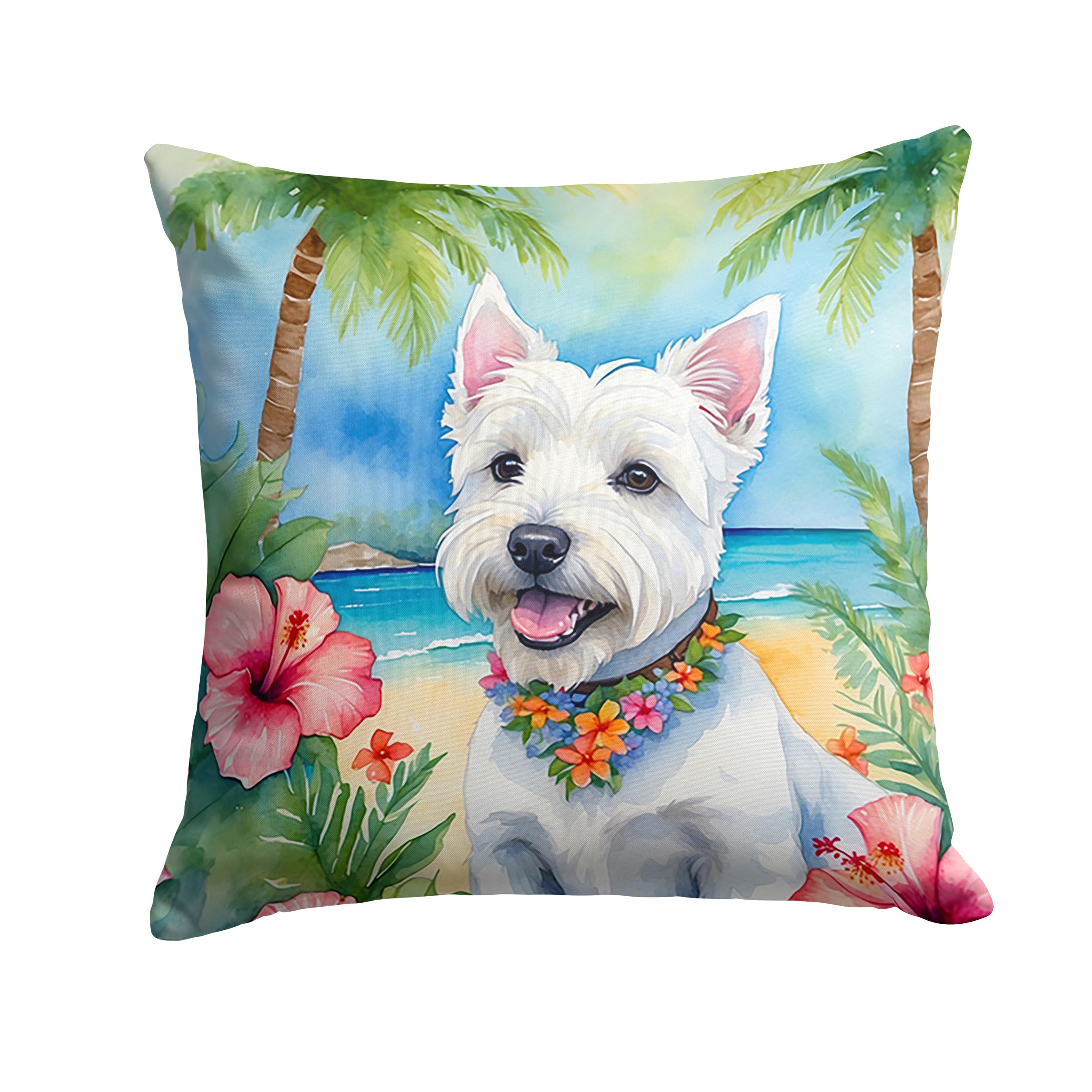 Carolines Treasures Luau Party Decorative Throw Pillow, 14Hx14W, Westie 6534