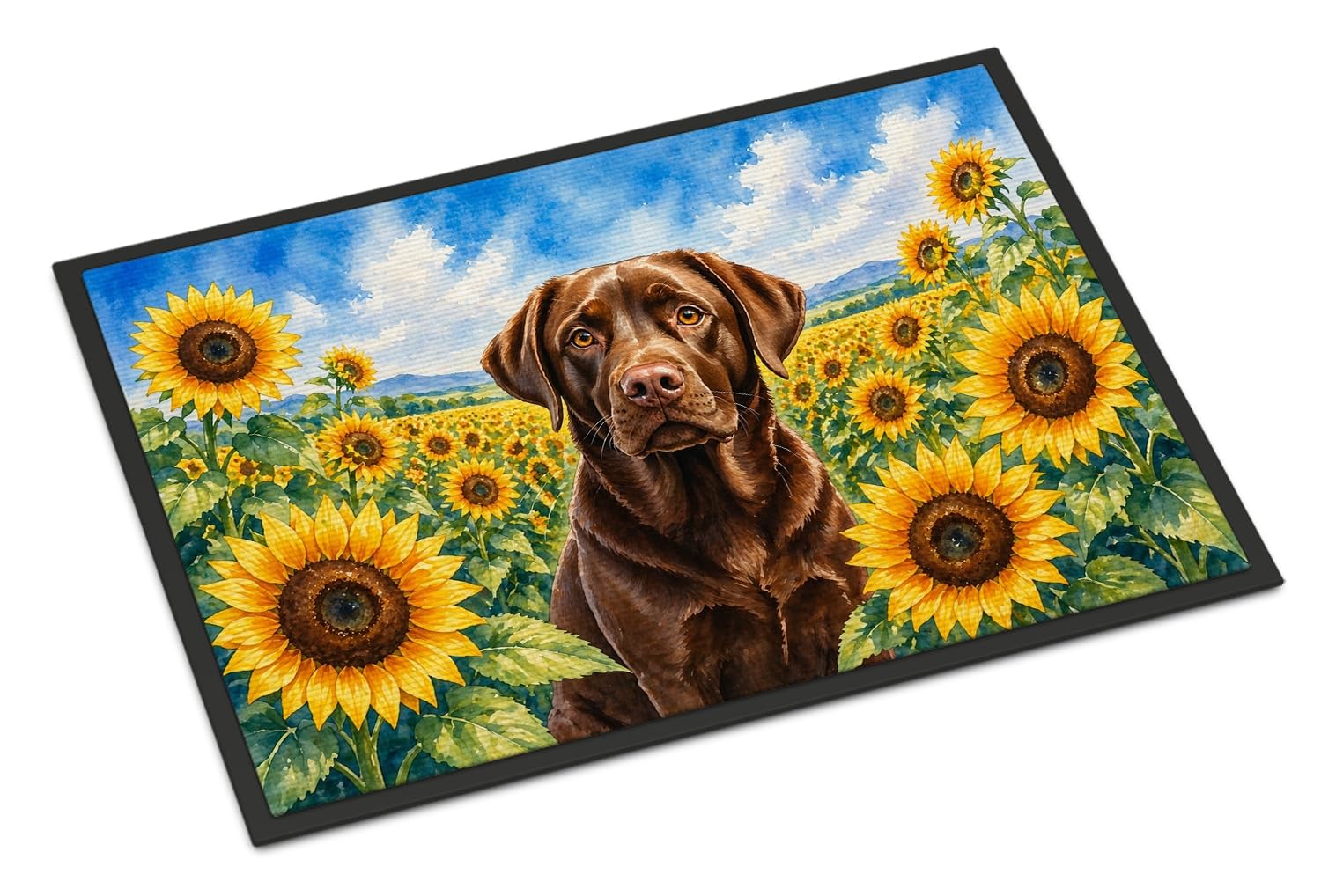 Carolines Treasures Labrador Retriever in Sunflowers Doormat Front Door Mat Indoor Outdoor Rugs for Entryway, Non Slip Washable Low Pile, 18H X 27W