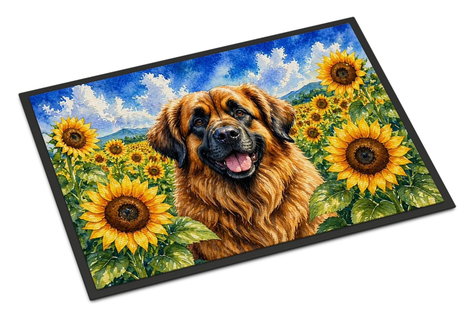 Carolines Treasures Leonberger in Sunflowers Doormat Front Door Mat Indoor Outdoor Rugs for Entryway, Non Slip Washable Low Pile, 18H X 27W
