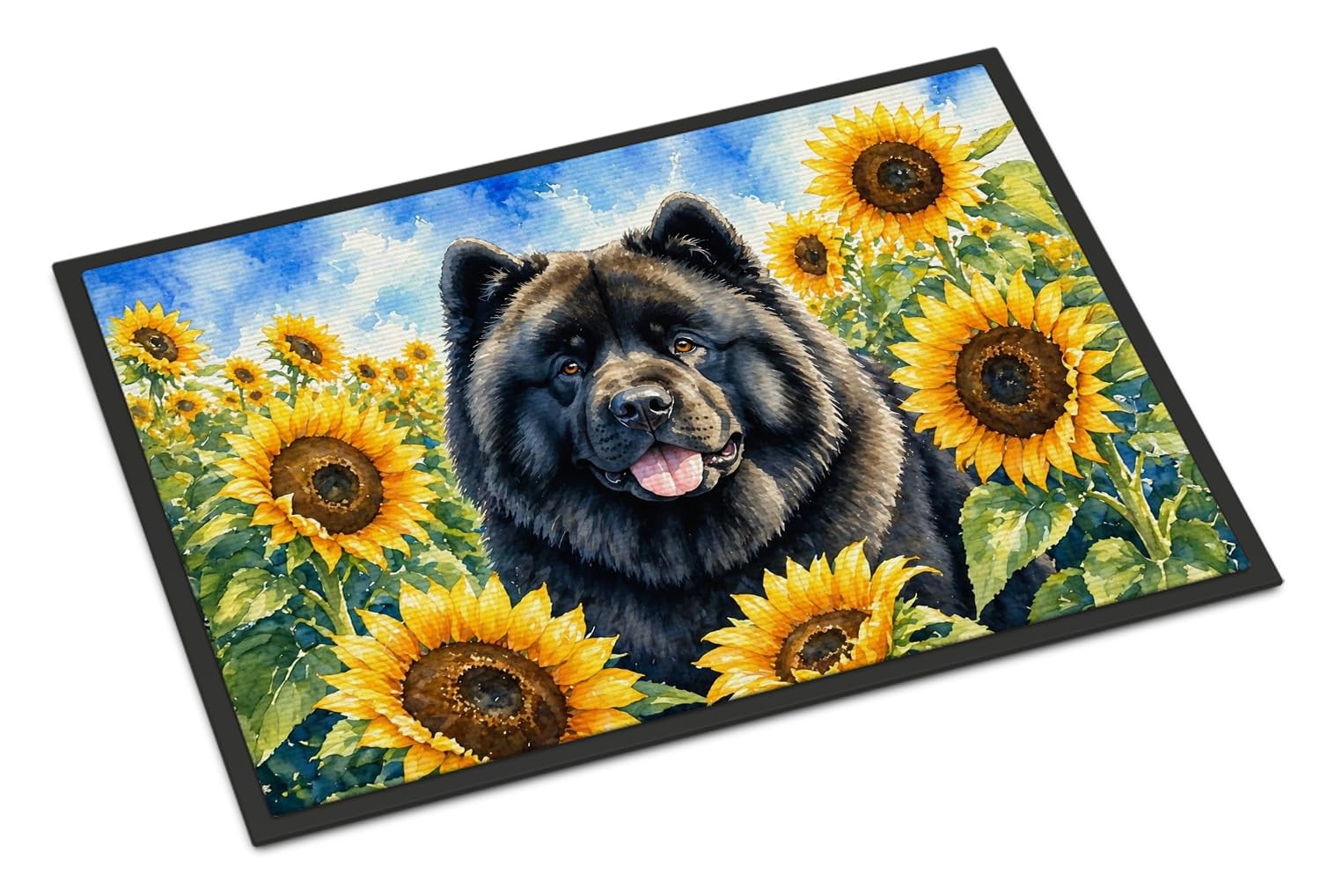 Carolines Treasures Chow Chow in Sunflowers Doormat Front Door Mat Indoor Outdoor Rugs for Entryway, Non Slip Washable Low Pile, 24H X 36W