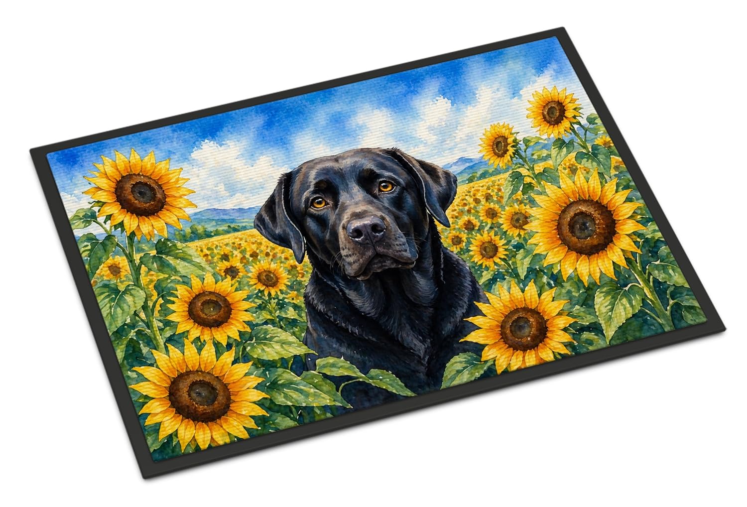 Carolines Treasures Labrador Retriever in Sunflowers Doormat Front Door Mat Indoor Outdoor Rugs for Entryway, Non Slip Washable Low Pile, 24H X 36W
