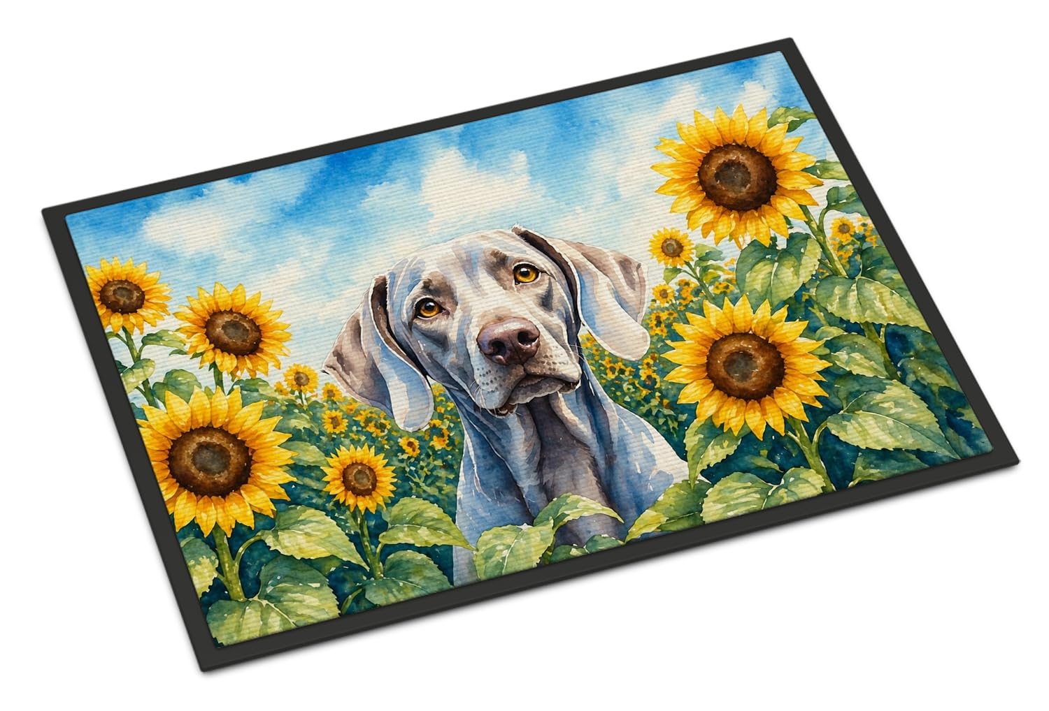 Carolines Treasures Weimaraner in Sunflowers Doormat Front Door Mat Indoor Outdoor Rugs for Entryway, Non Slip Washable Low Pile, 24H X 36W