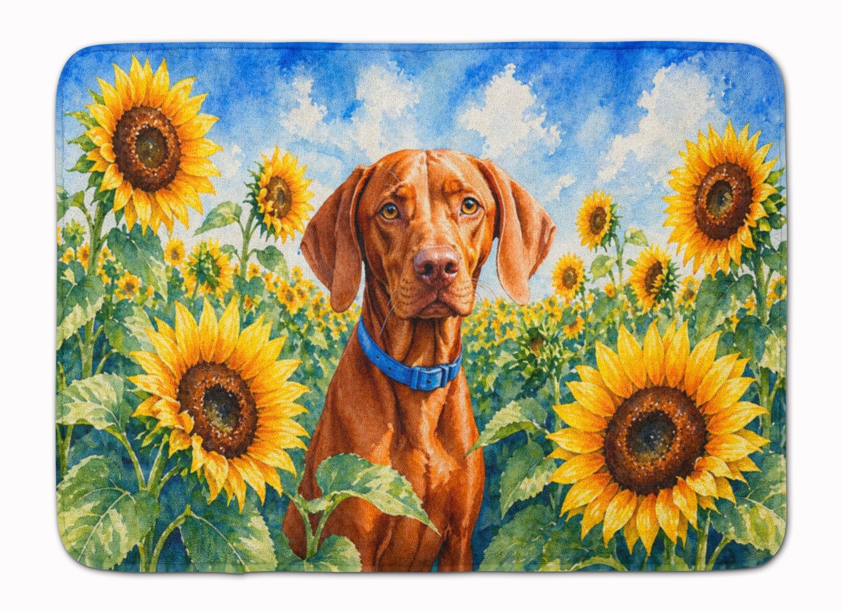 Carolines Treasures Vizsla in Sunflowers Memory Foam Kitchen Mat Machine Washable Anti-Fatigue Cushion Comfort Bath or Kitchen Rug