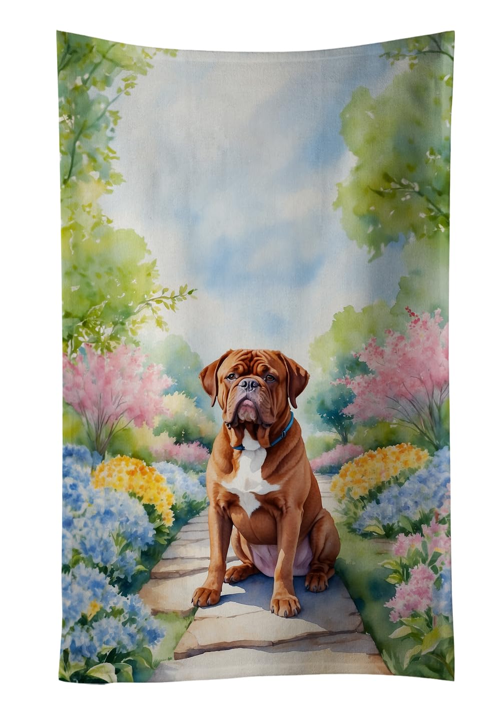 Carolines Treasures Dogue de Bordeaux Spring Path Kitchen Towel Dish Cloths Guest Hand Towel Decorative Bathroom Towel for Face,Tea, Dishcloth, Kitchen and Bath