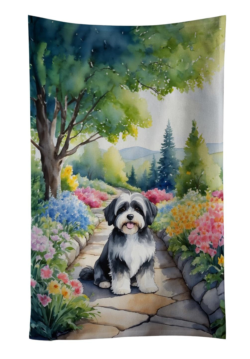 Carolines Treasures Havanese Spring Path Kitchen Towel Dish Cloths Guest Hand Towel Decorative Bathroom Towel for Face,Tea, Dishcloth, Kitchen and Bath