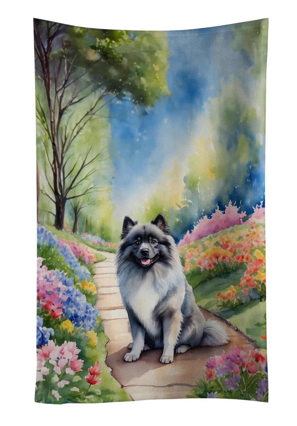 Carolines Treasures Keeshond Spring Path Kitchen Towel Dish Cloths Guest Hand Towel Decorative Bathroom Towel for Face,Tea, Dishcloth, Kitchen and Bath
