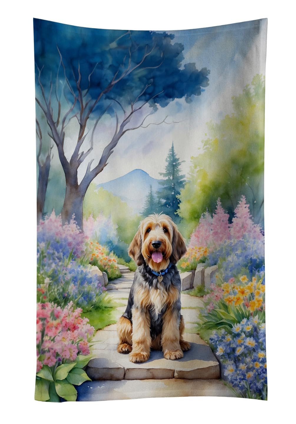 Carolines Treasures Otterhound Spring Path Kitchen Towel Dish Cloths Guest Hand Towel Decorative Bathroom Towel for Face,Tea, Dishcloth, Kitchen and Bath