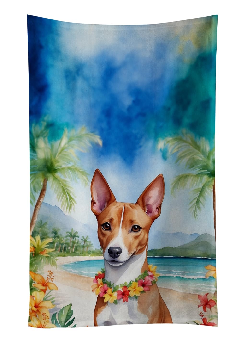 Carolines Treasures Basenji Luau Kitchen Towel Dish Cloths Guest Hand Towel Decorative Bathroom Towel for Face,Tea, Dishcloth, Kitchen and Bath